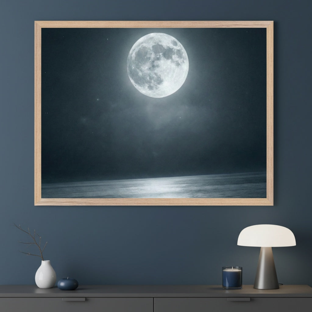 Lunar Glow - Moon Framed Wall Art for Living Room, Bedroom or Office