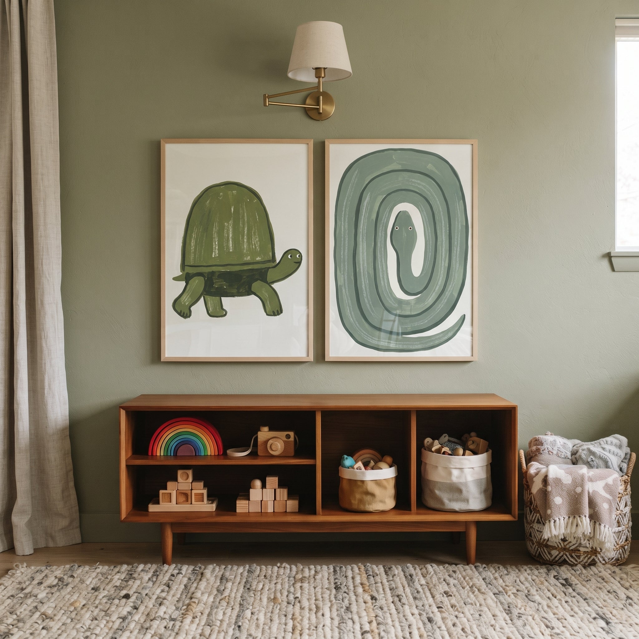 Moss Green Textured Reptile Animals Wall Art Set of 2 - Shell And Slither