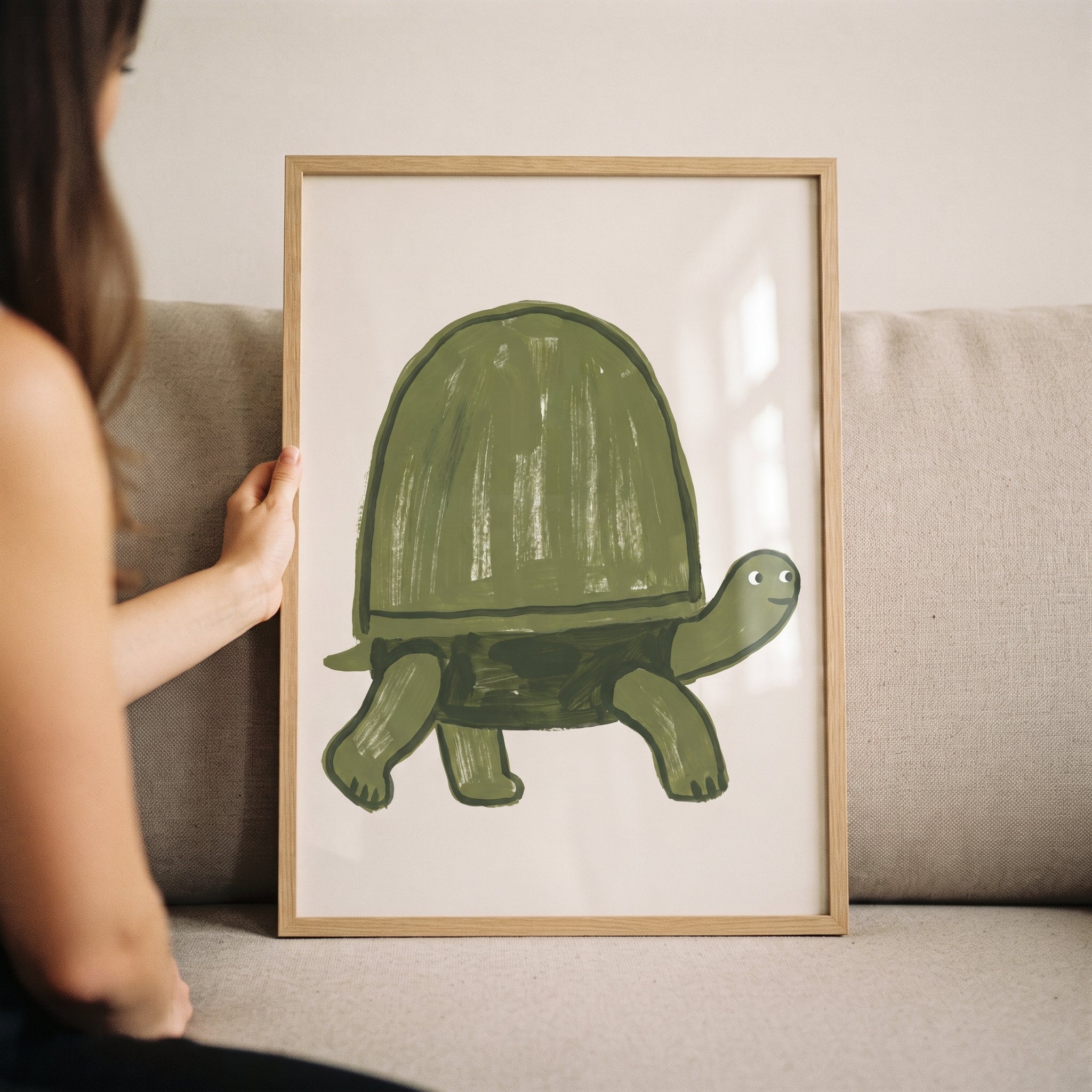 Moss Green Turtle Wall Art - Green Shell Walker