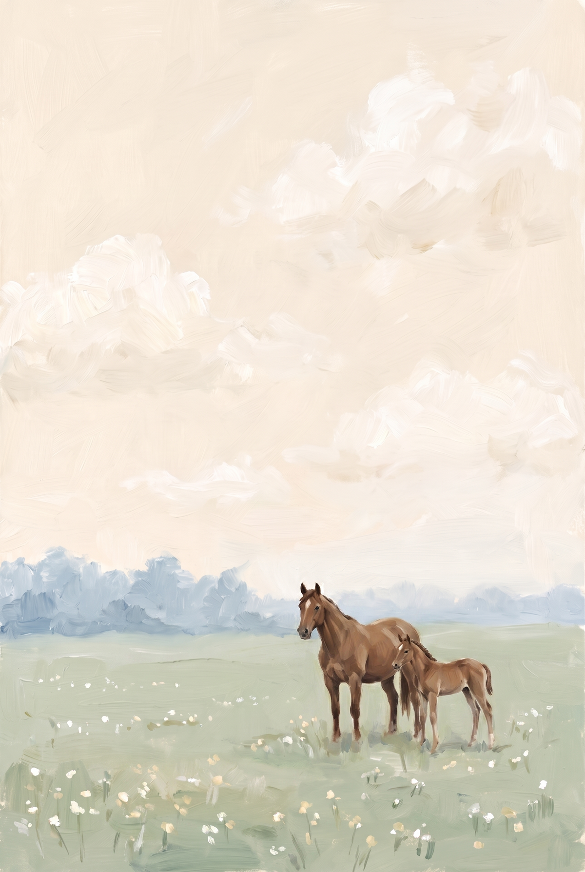 Mother Baby Brown Horse Wall Art - Meadow Motherhood