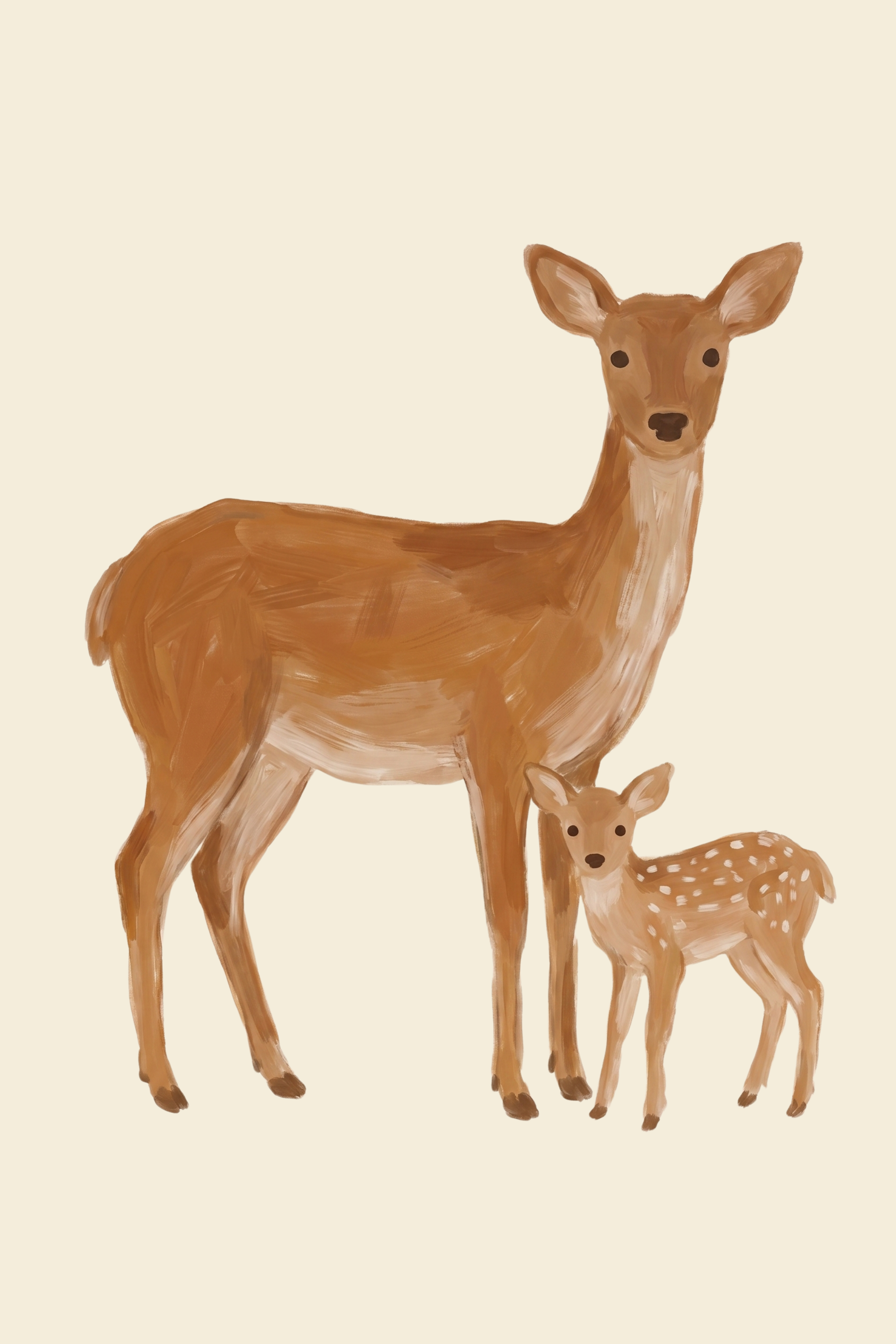 Mother Baby Deer Wall Art - Woodland Mother Bond
