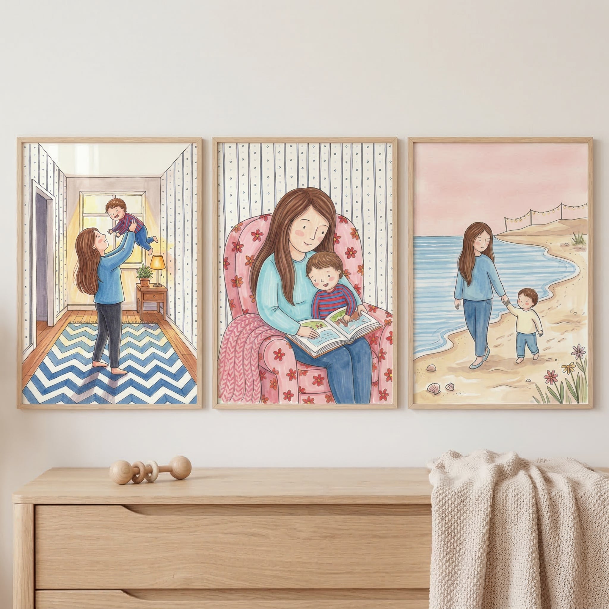 Motherhood Collection Wall Art Set of 3 - Motherhood Moments