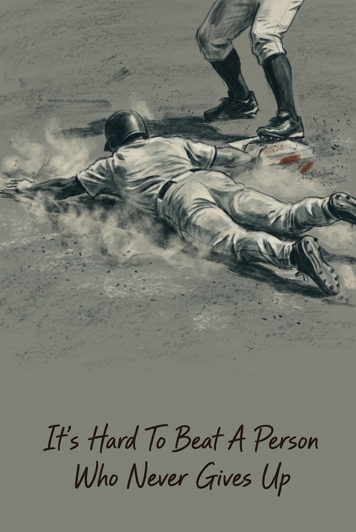 Motivational Quote Baseball Player Sports Wall Art - Relentless Slide