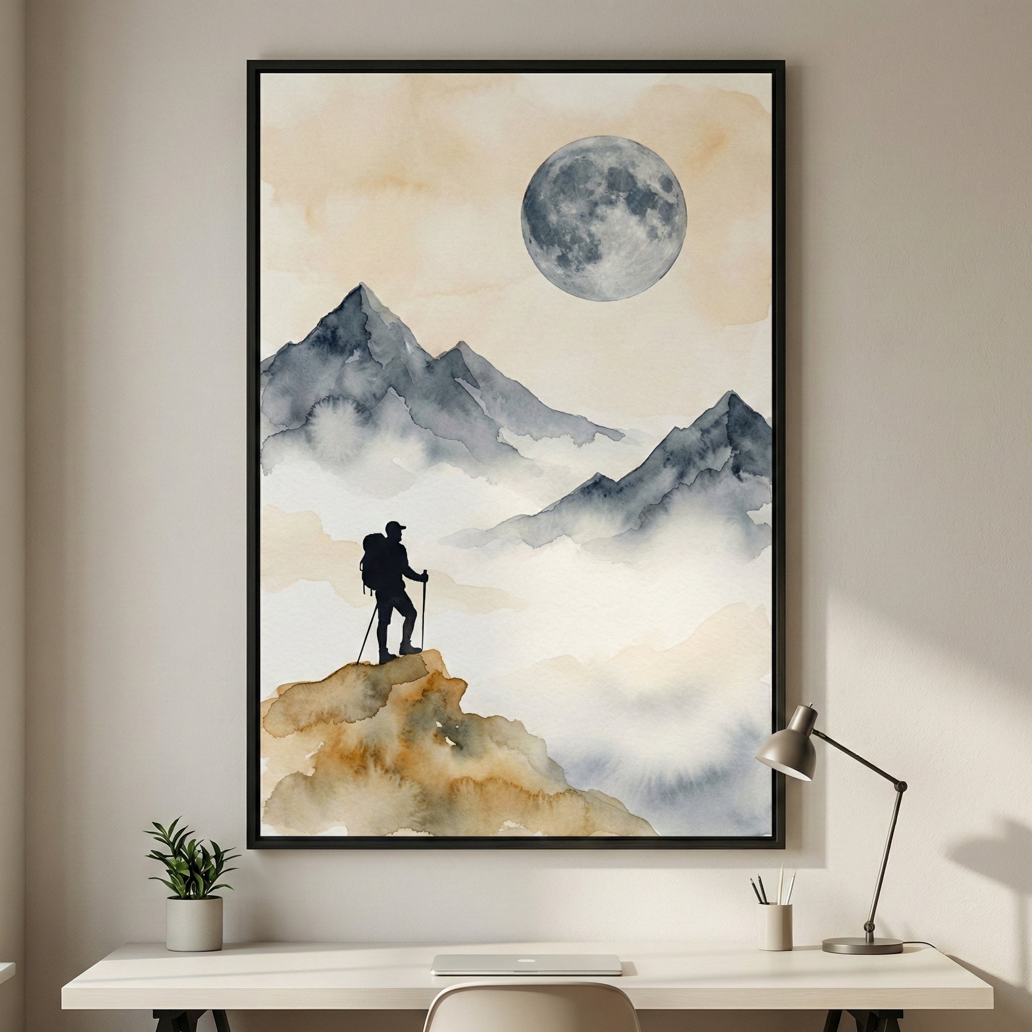 Lunar Ascent - Mountains Framed Wall Art for Living Room, Bedroom or Office