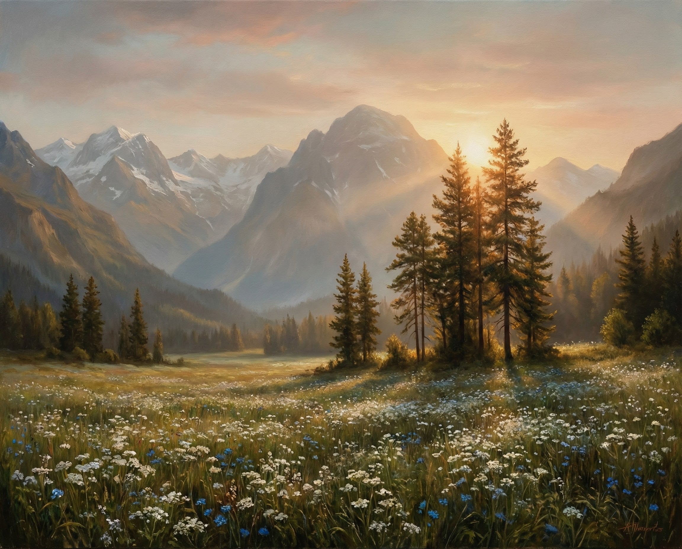 Golden Valley Serenity - Mountains Framed Wall Art for Living Room, Bedroom or Office