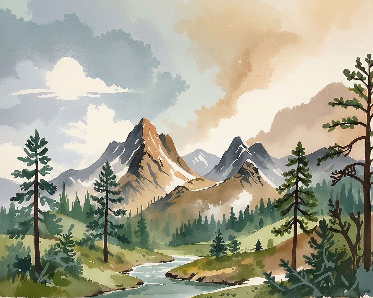 Mountain Vista Wall Art for Nursery, Playroom or Kids Bedrooms - Serene Landscape Decor - Peaks and Pines