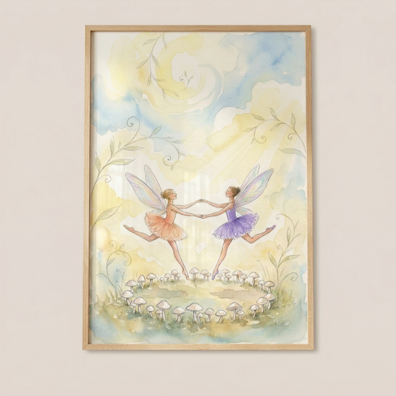 Mushroom Circle Fairy Dance Wall Art - Fairy Ring Dance