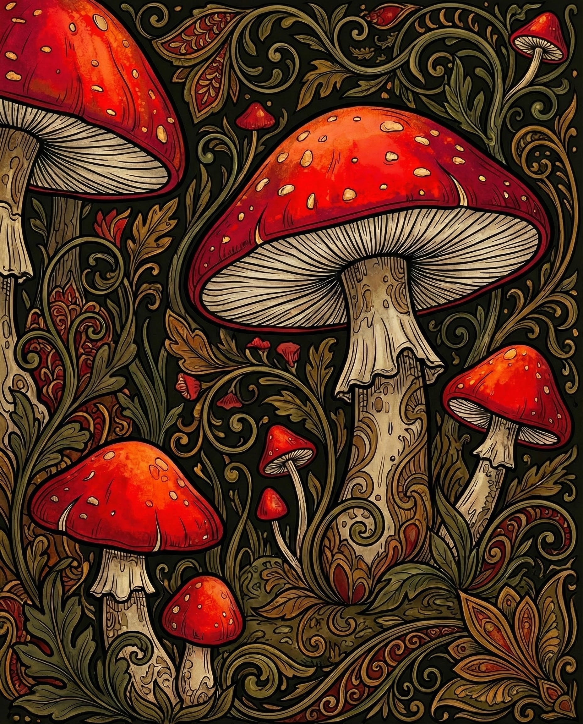 Enchanted Grove - Mushroom Framed Wall Art for Living Room, Bedroom or Office
