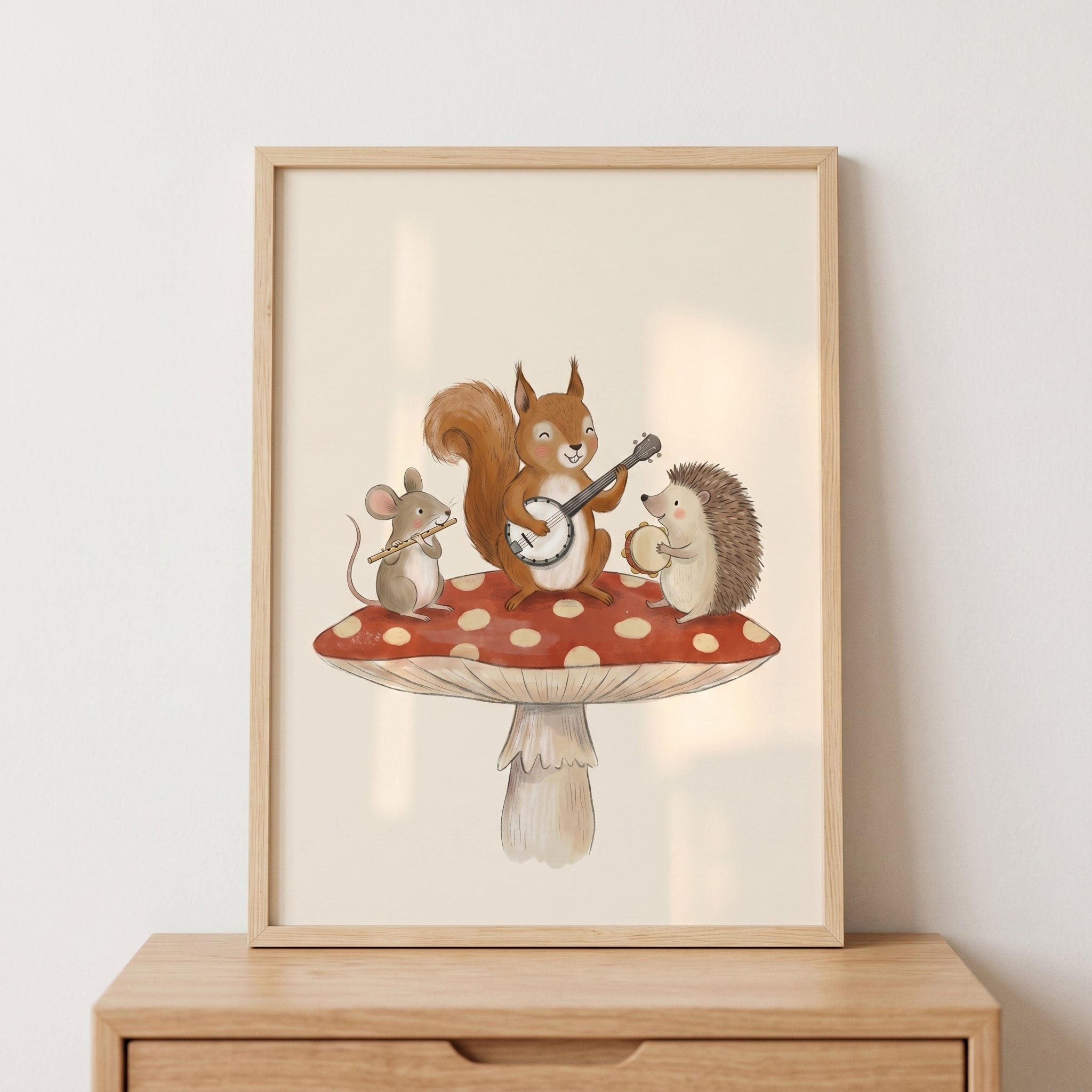 Musical Woodland Animals Wall Art - Tiny Toadstool Trio