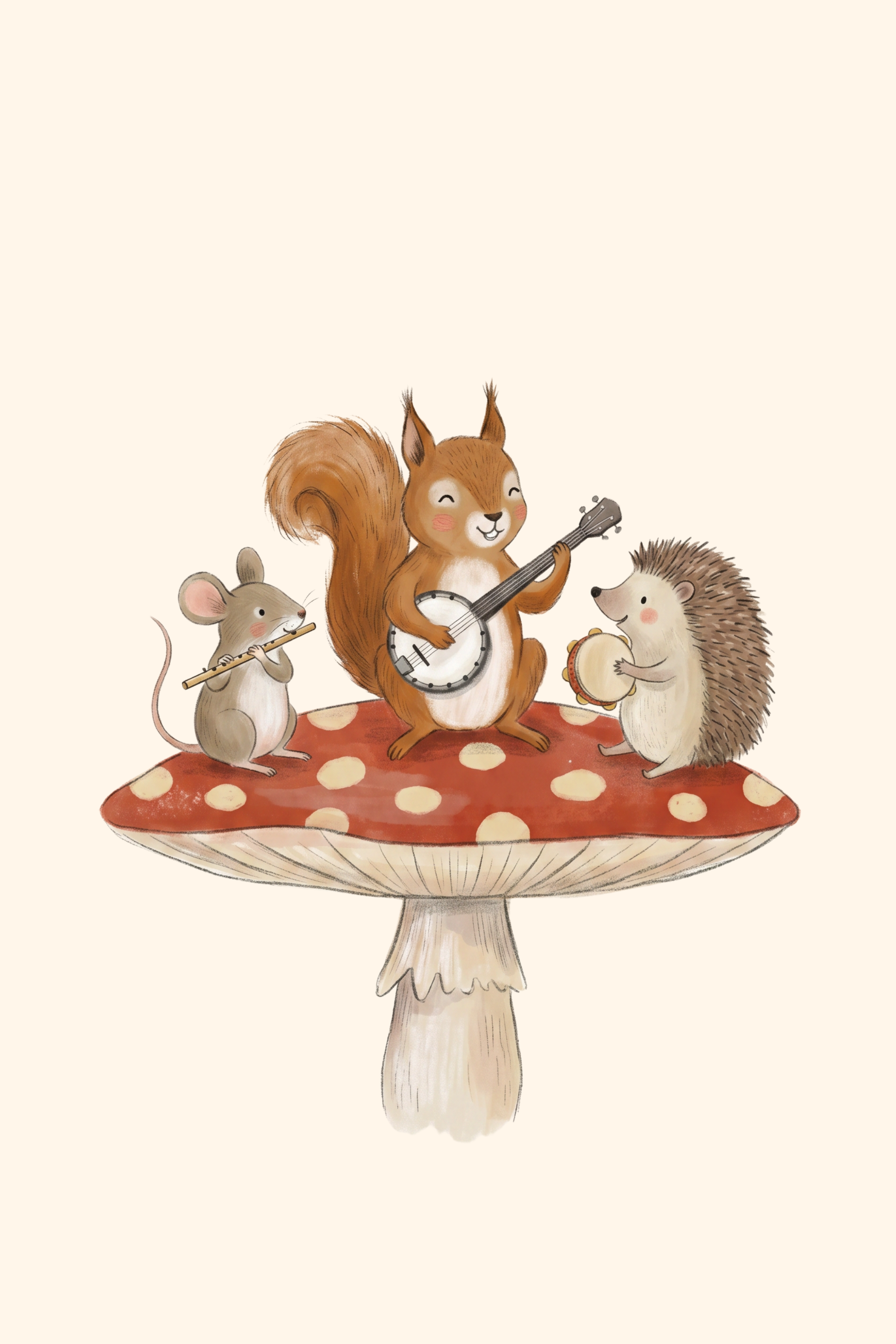 Musical Woodland Animals Wall Art - Tiny Toadstool Trio
