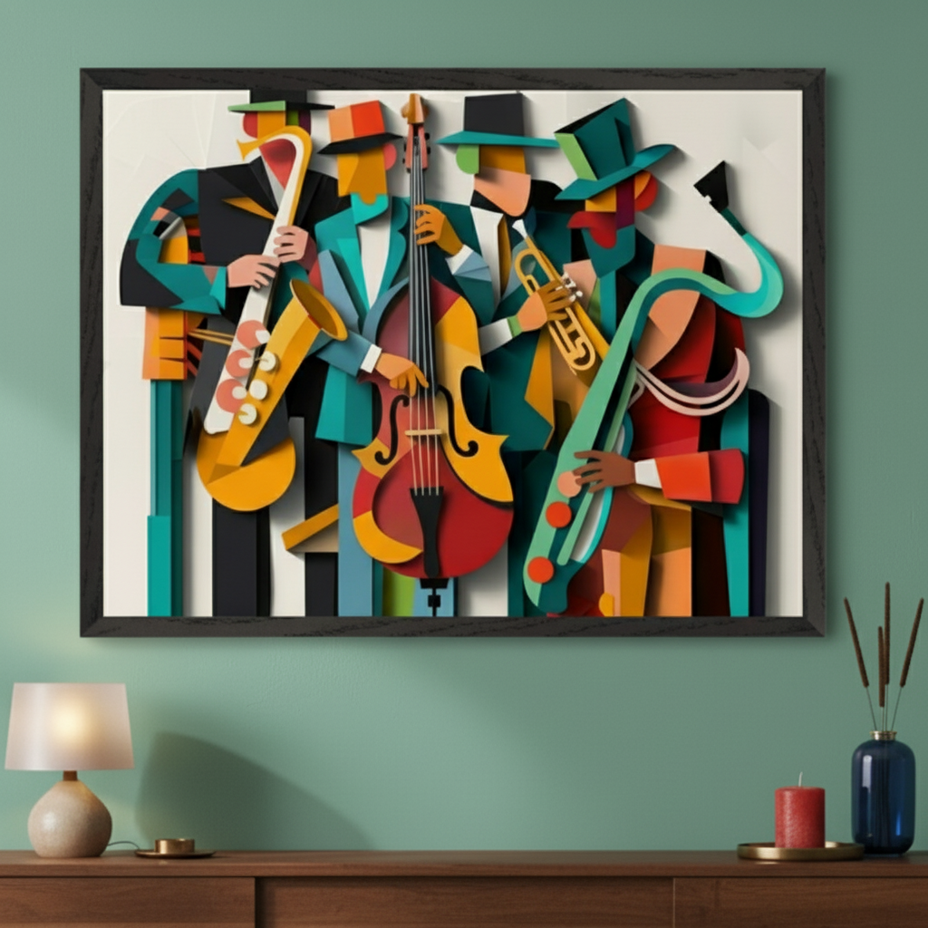 Melody Mosaic - Musicians Framed Wall Art for Living Room, Bedroom or Office