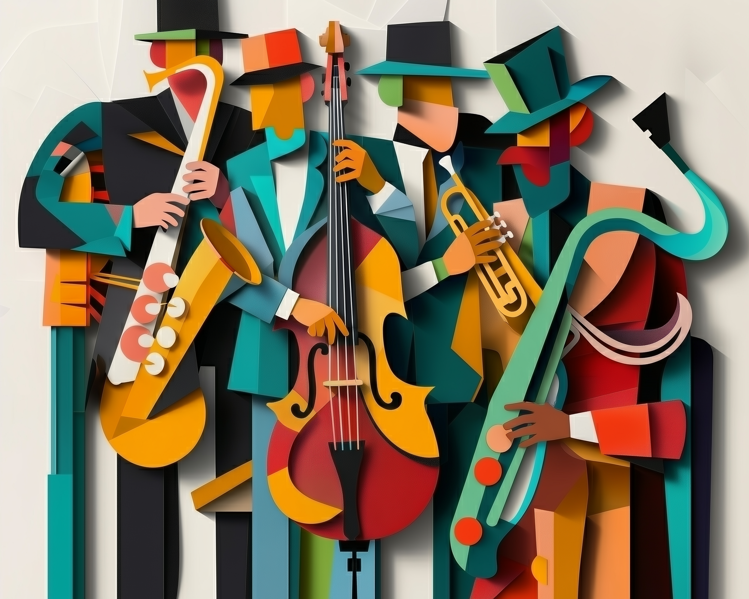 Melody Mosaic - Musicians Framed Wall Art for Living Room, Bedroom or Office