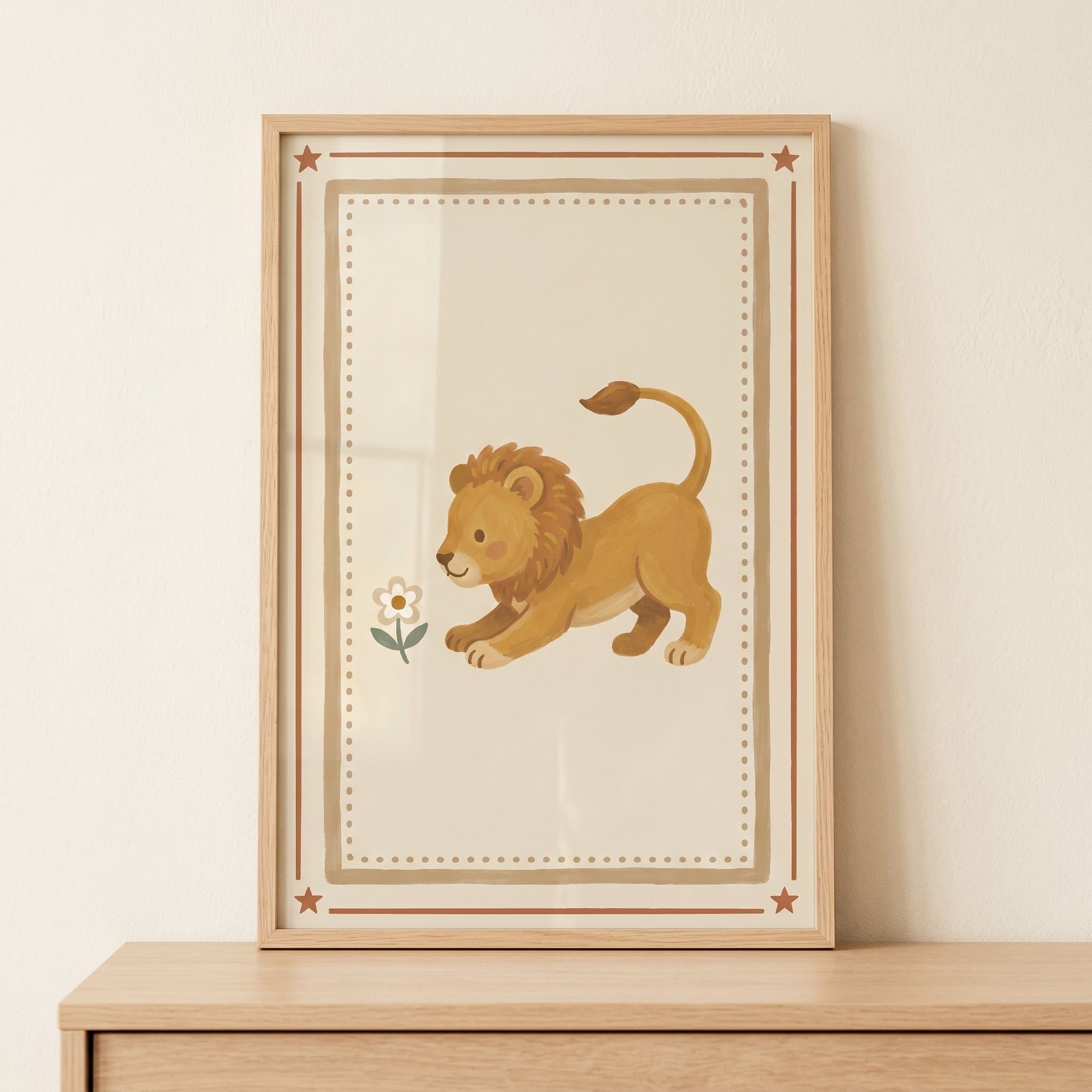 Mustard Yellow Mane Lion Wall Art - Little Lion Cub