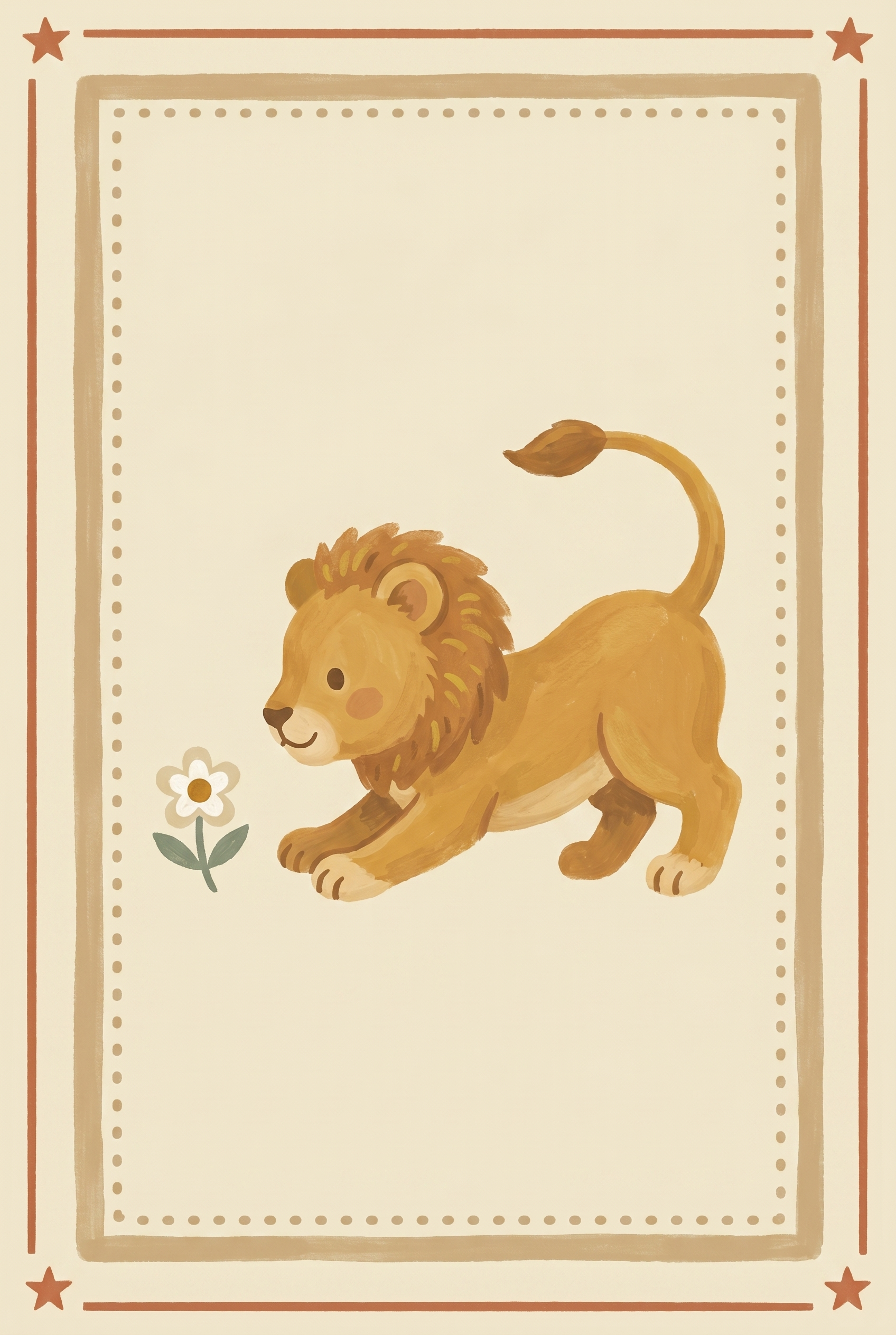 Mustard Yellow Mane Lion Wall Art - Little Lion Cub