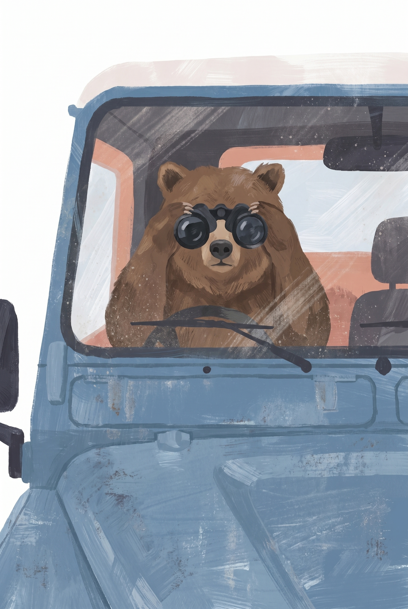 Muted Blue Vehicle Bear Wall Art - Wilderness Lookout Bear