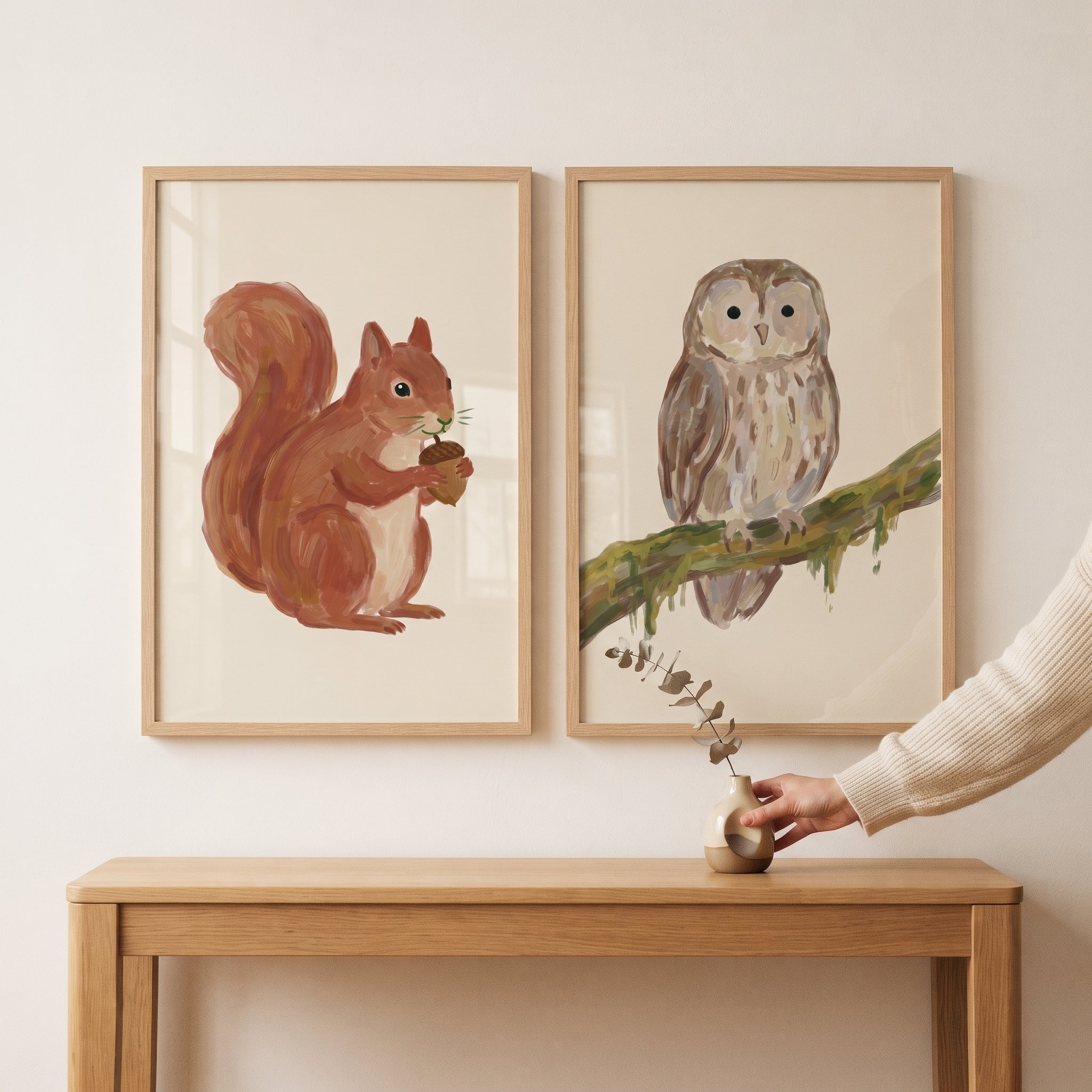 Muted Brown Woodland Animals Wall Art Set of 2 - Woodland Wonders Duo