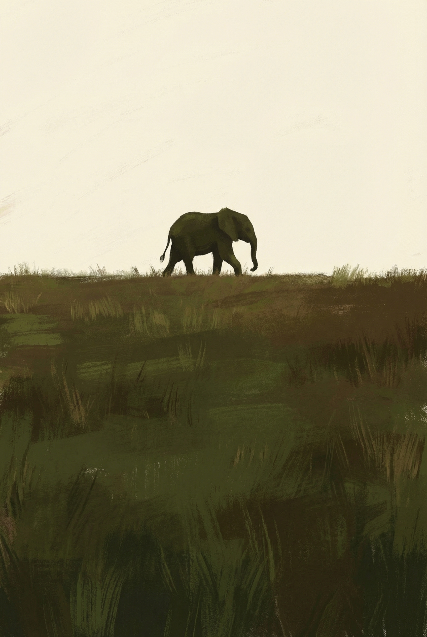 Muted Earth Tone Elephant Wall Art - Savannah Wanderer