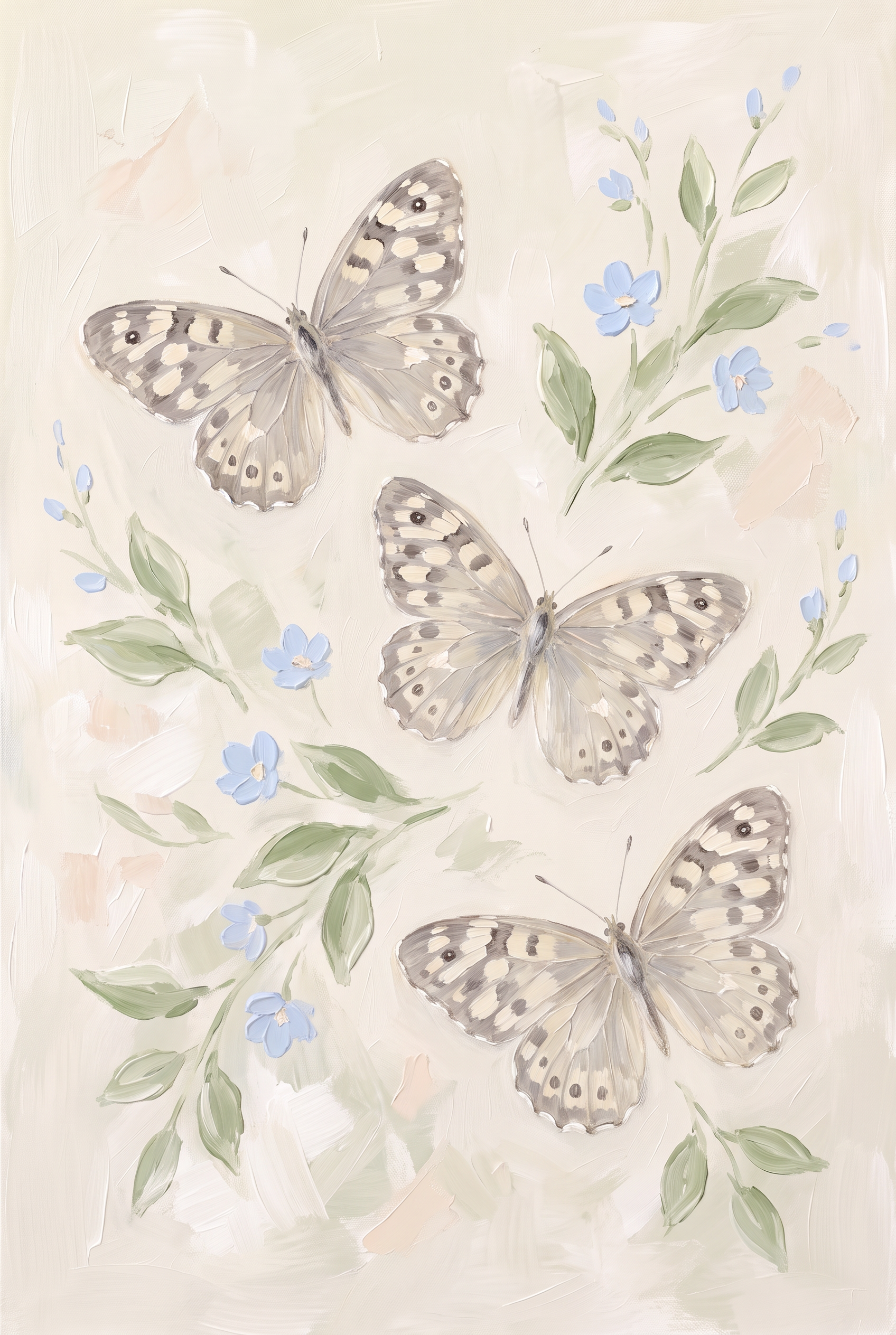 Muted Neutral Speckled Butterfly Wall Art - Soft Winged Garden
