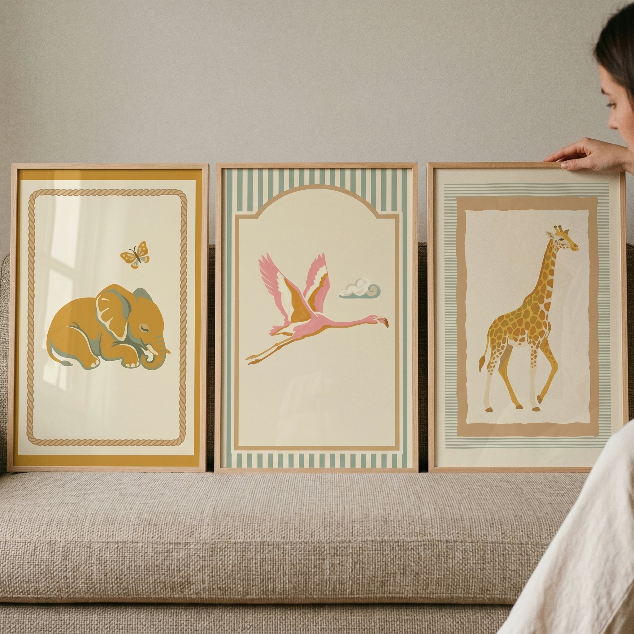 Muted Terracotta Safari Animal Wall Art Set of 3 - Wild Animal Trio