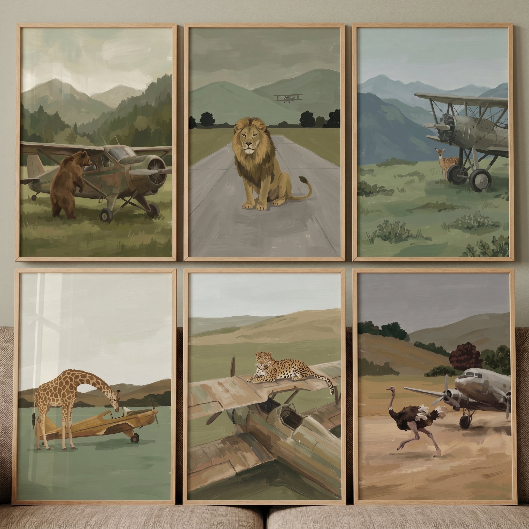 Muted Tone Aviator Animal Print Set of 6 - Wilderness Aviators