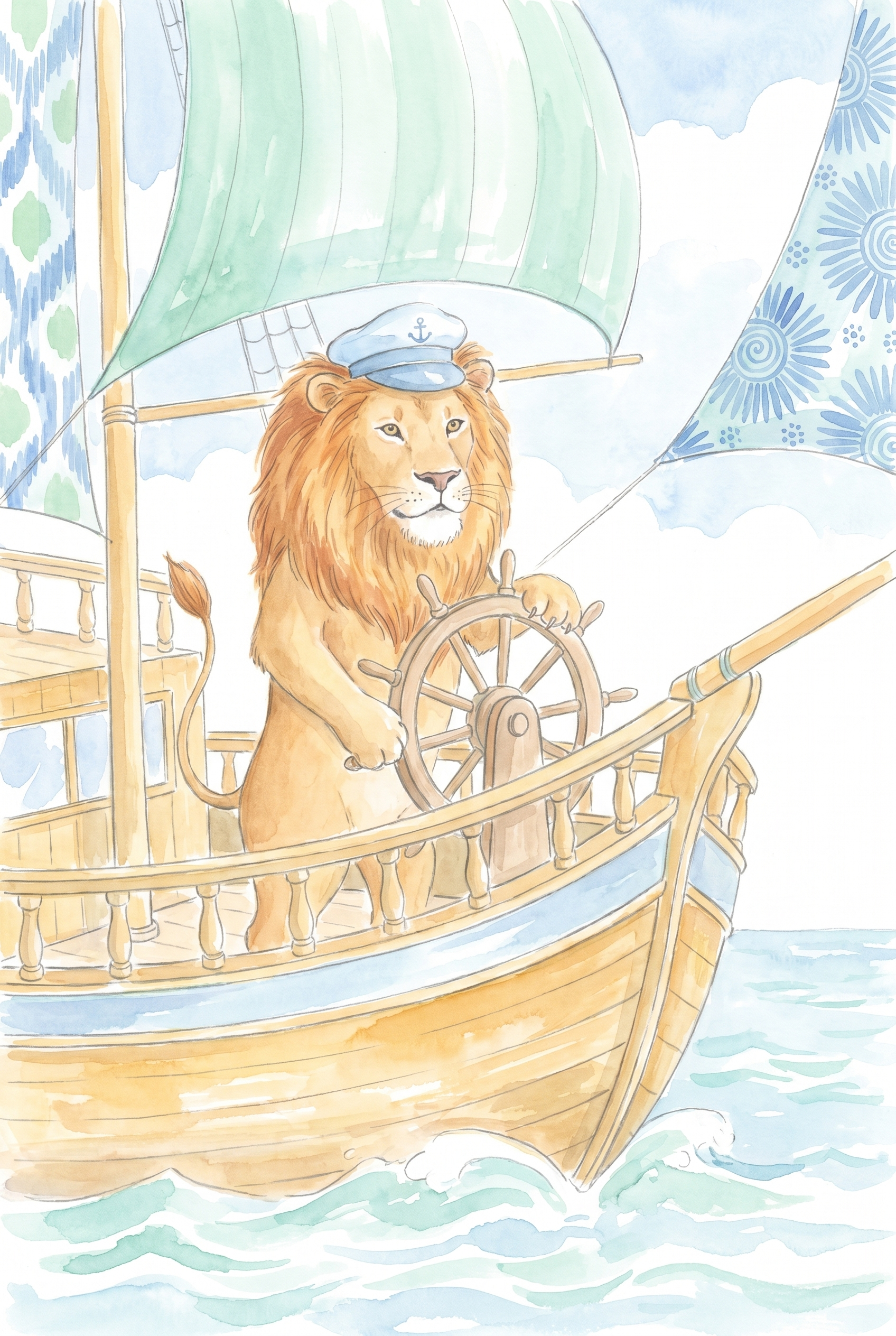Nautical Captain Lion Wall Art - Lion Sea Captain