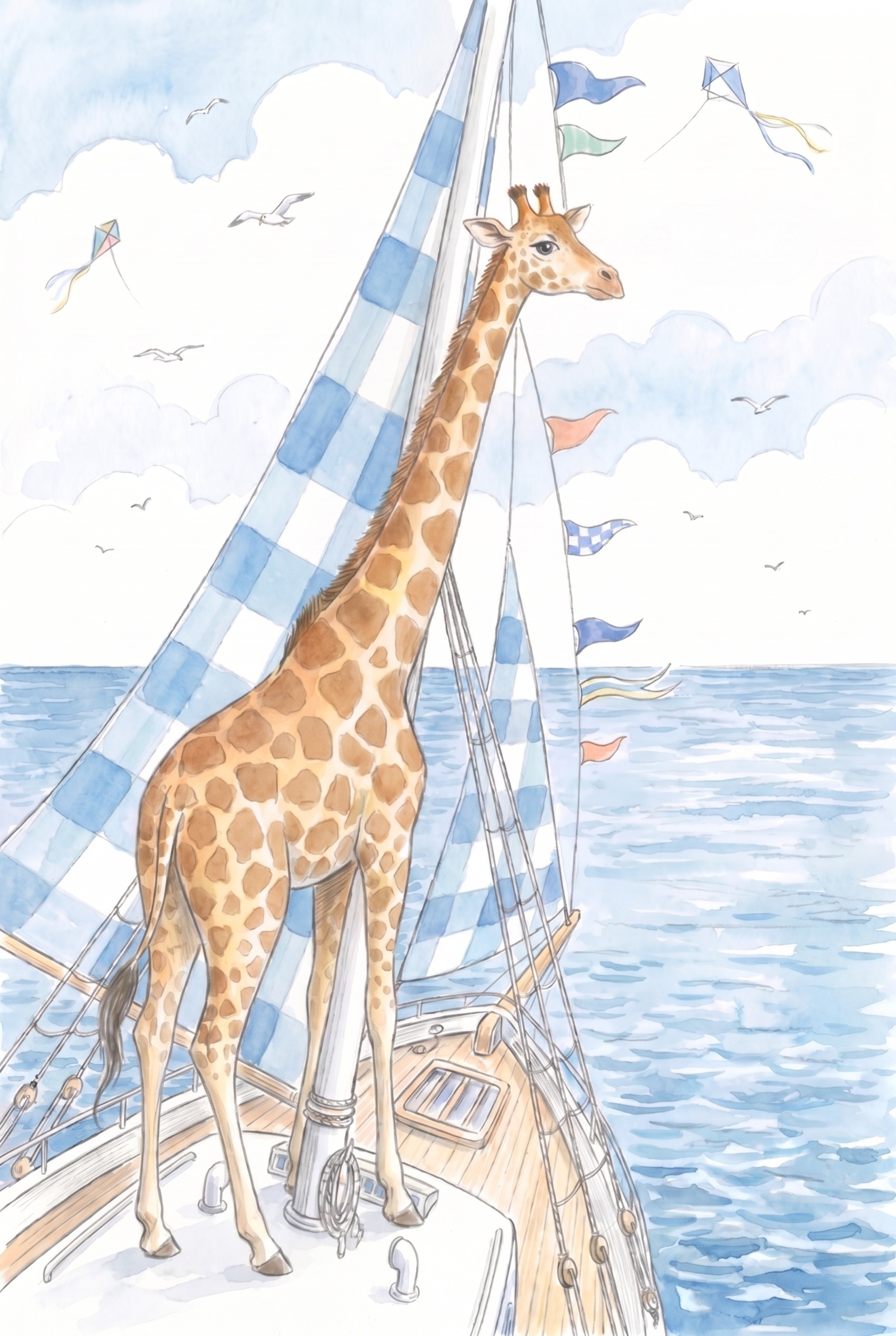 Nautical Sailing Giraffe Wall Art - High Seas Giraffe
