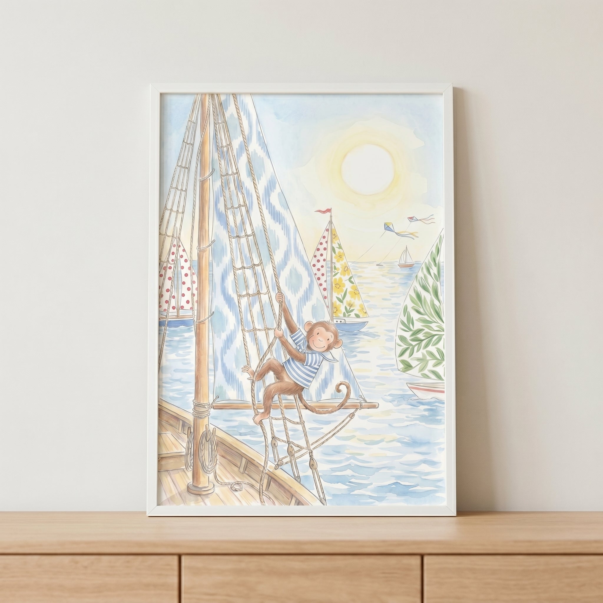 Nautical Sailing Monkey Wall Art - Little Sailor Monkey