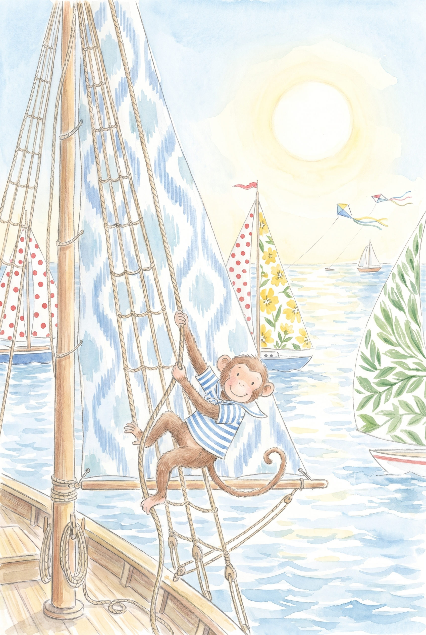 Nautical Sailing Monkey Wall Art - Little Sailor Monkey