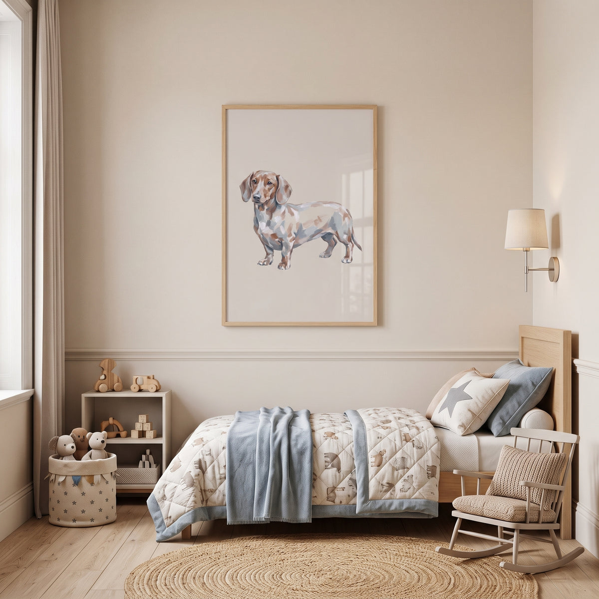 Neutral Dapple Dachshund Wall Art - Dappled Dachshund Art