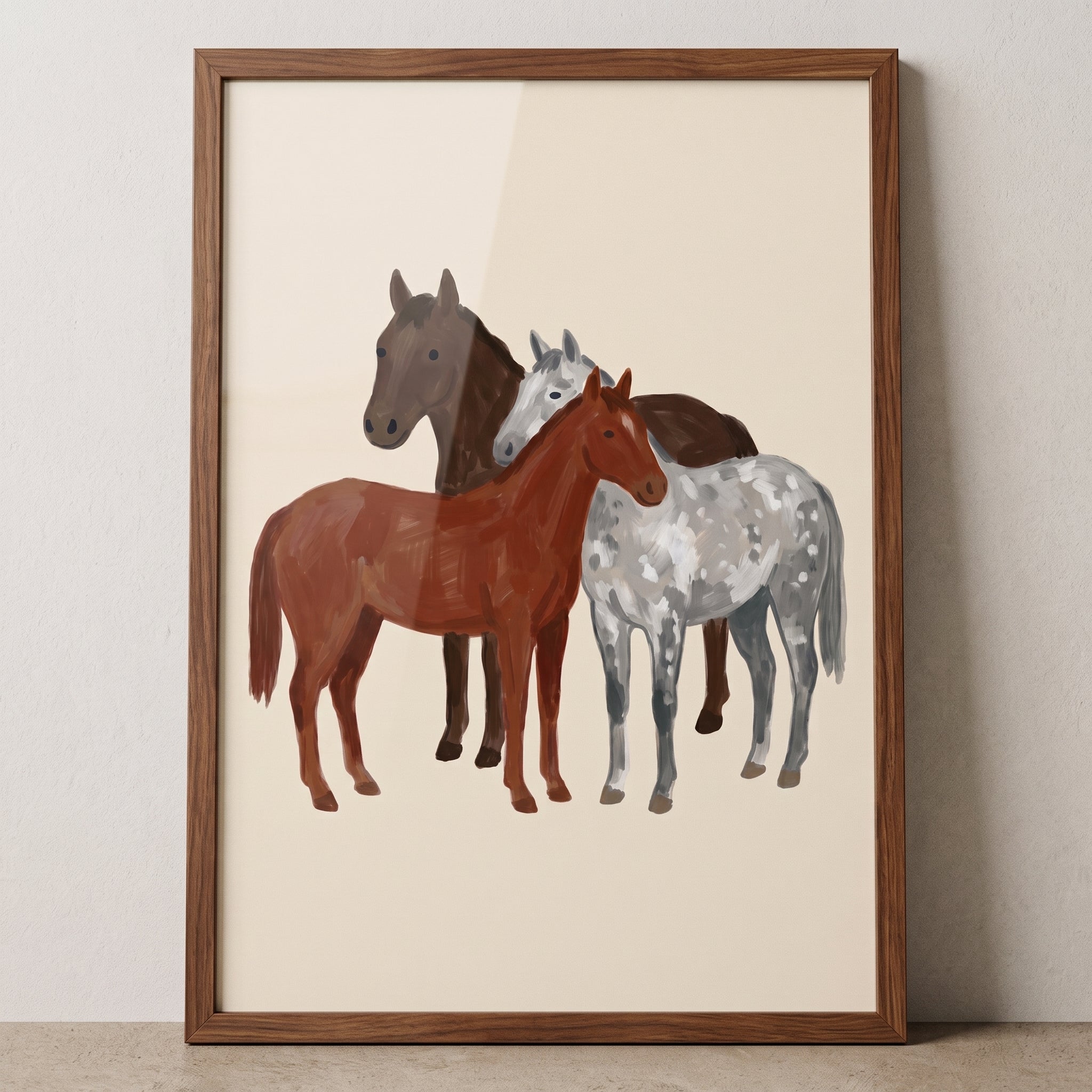 Neutral Palette Trio Horse Wall Art - Rustic Equine Trio