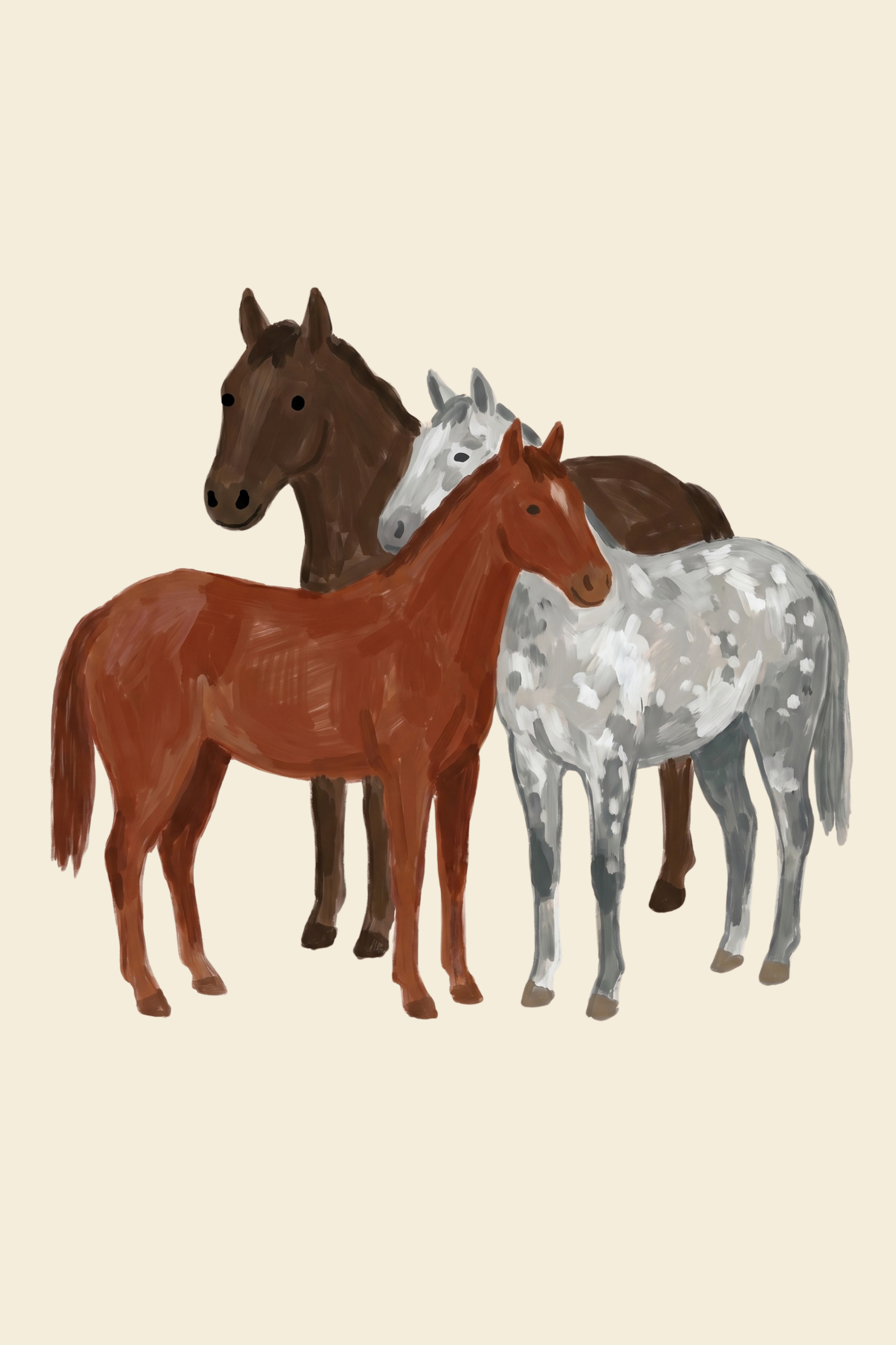 Neutral Palette Trio Horse Wall Art - Rustic Equine Trio