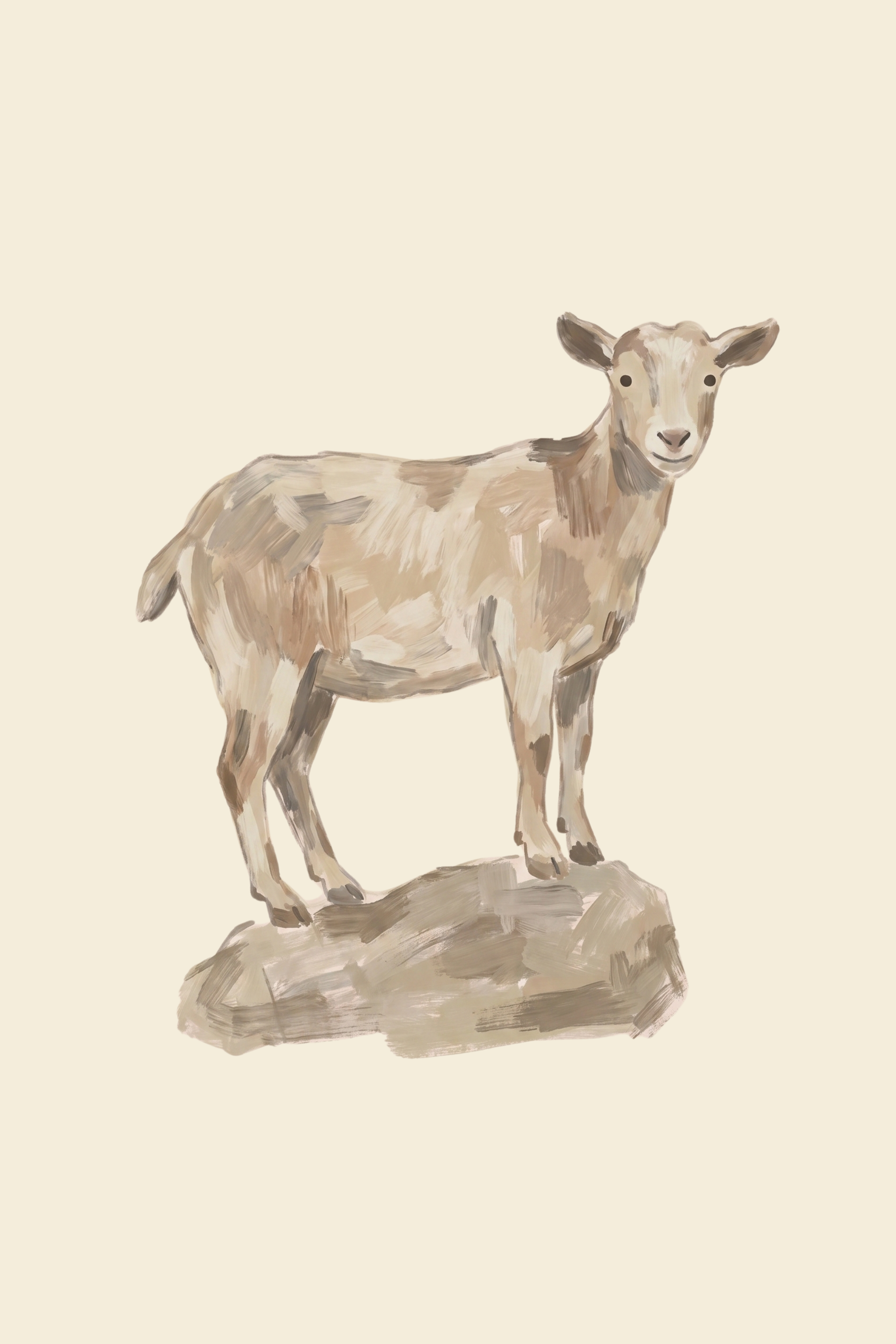 Neutral Rock Standing Goat Wall Art - Mountain Rock Goat