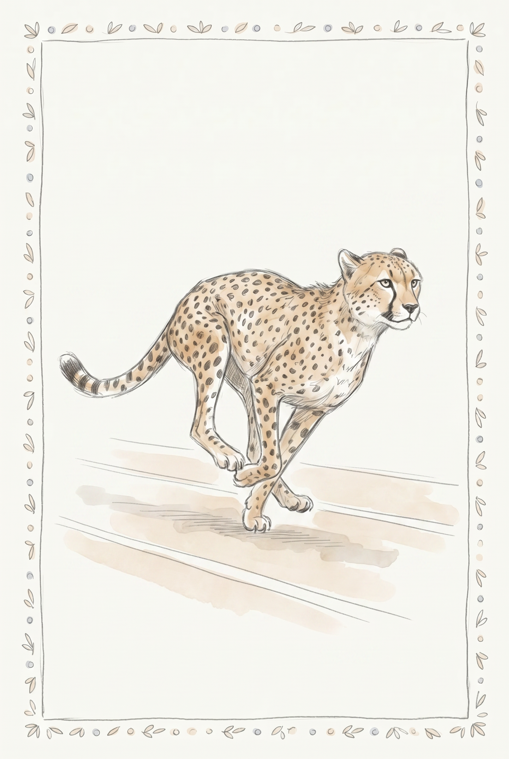 Neutral Running Cheetah Artwork - Swift Cheetah Sprint
