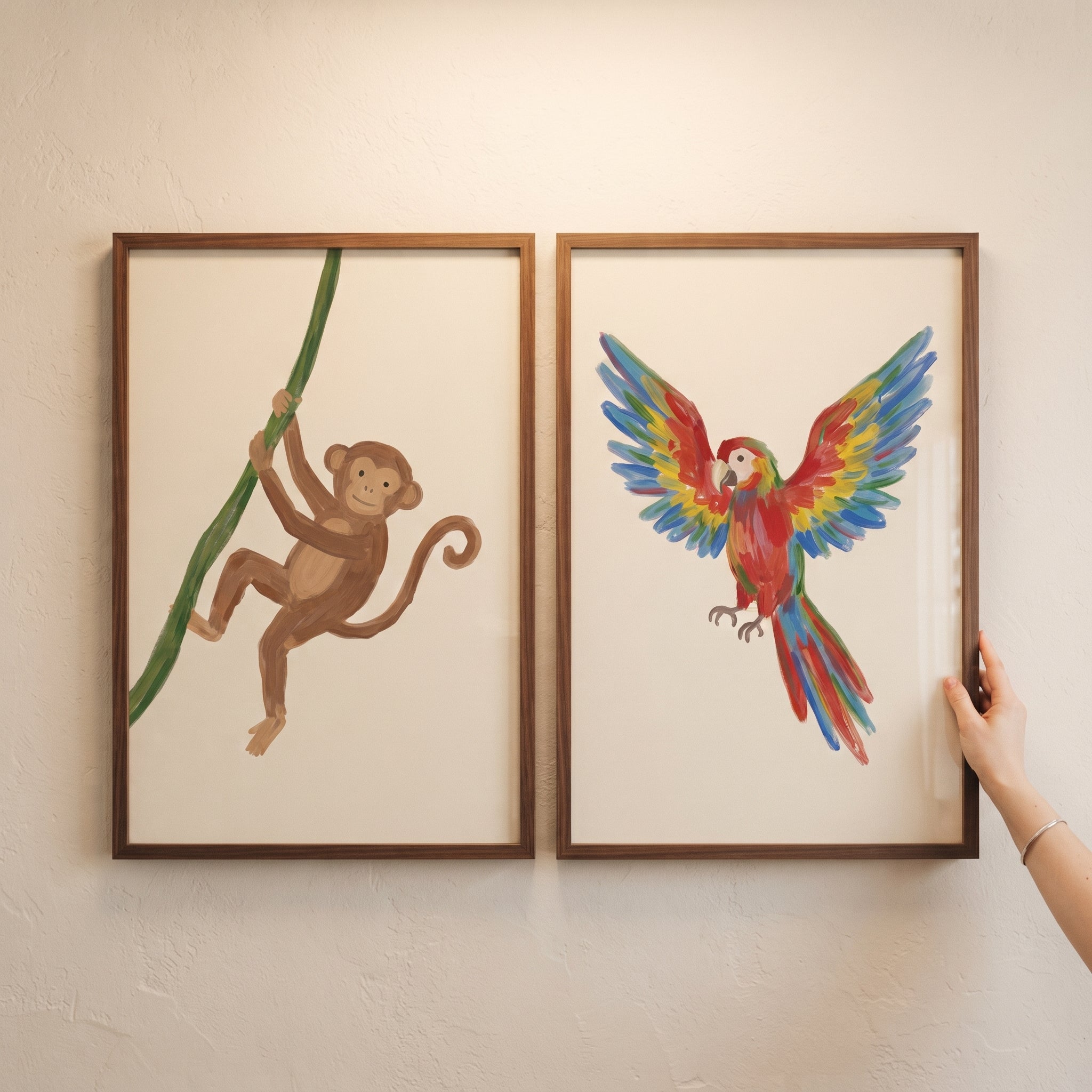 Neutral Safari Animals Artwork Set of 2 - Jungle Duo