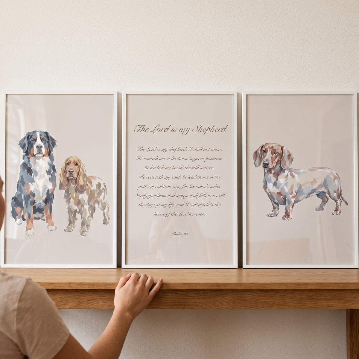 Neutral Scripture Multi Dog Wall Art Set of 3 - Blessed Canine Verse
