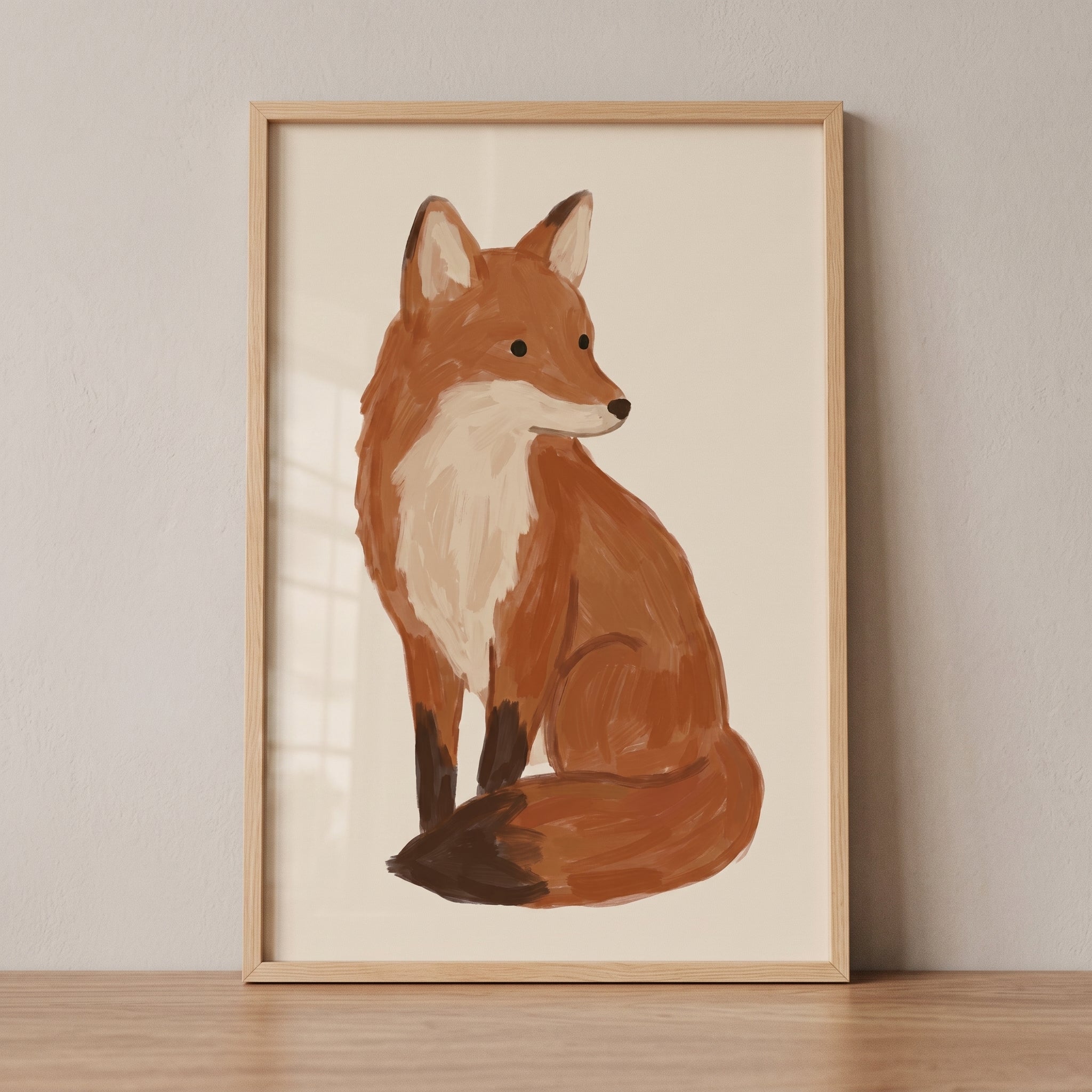 Neutral Sitting Fox Wall Art - Russet Forest Friend