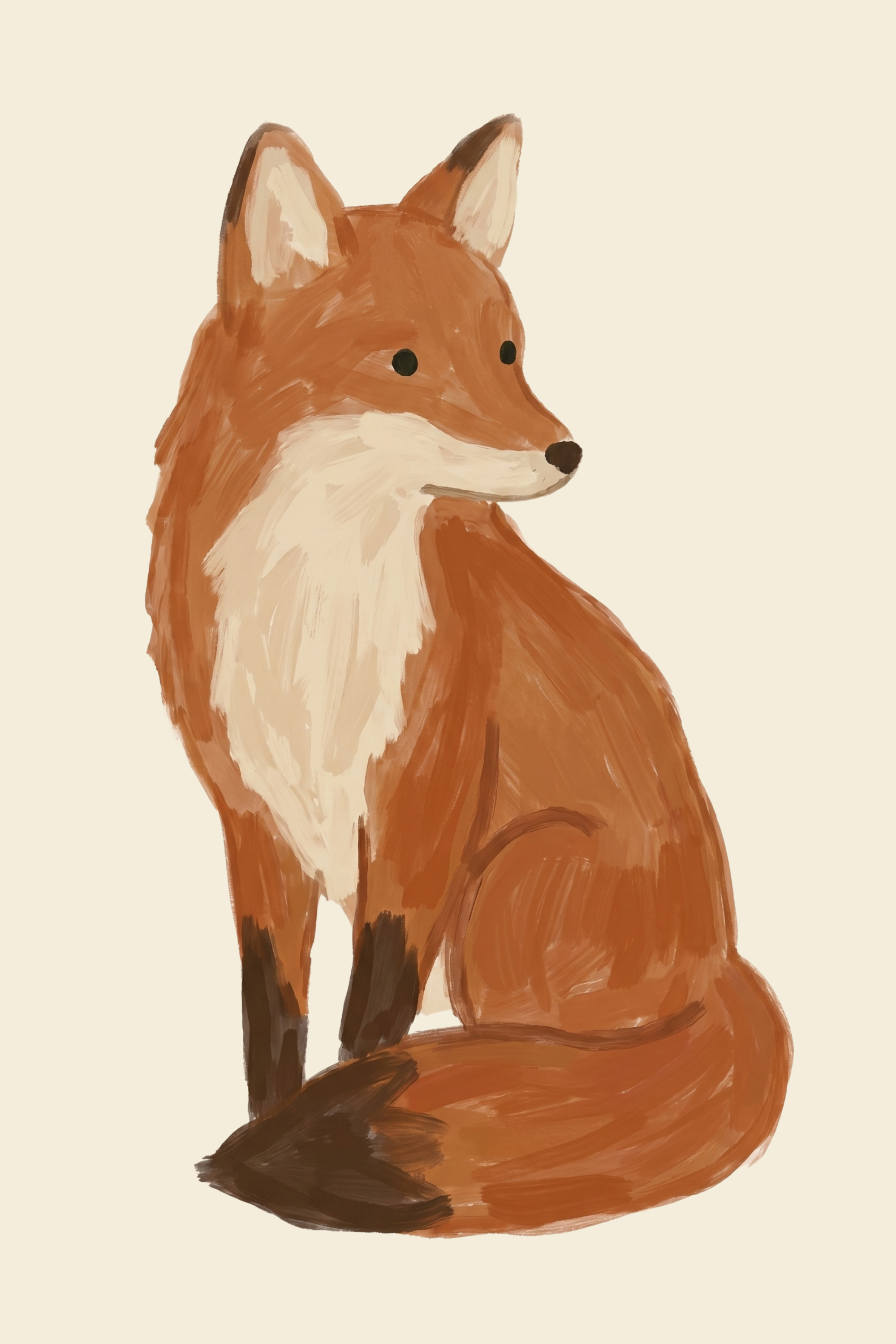 Neutral Sitting Fox Wall Art - Russet Forest Friend
