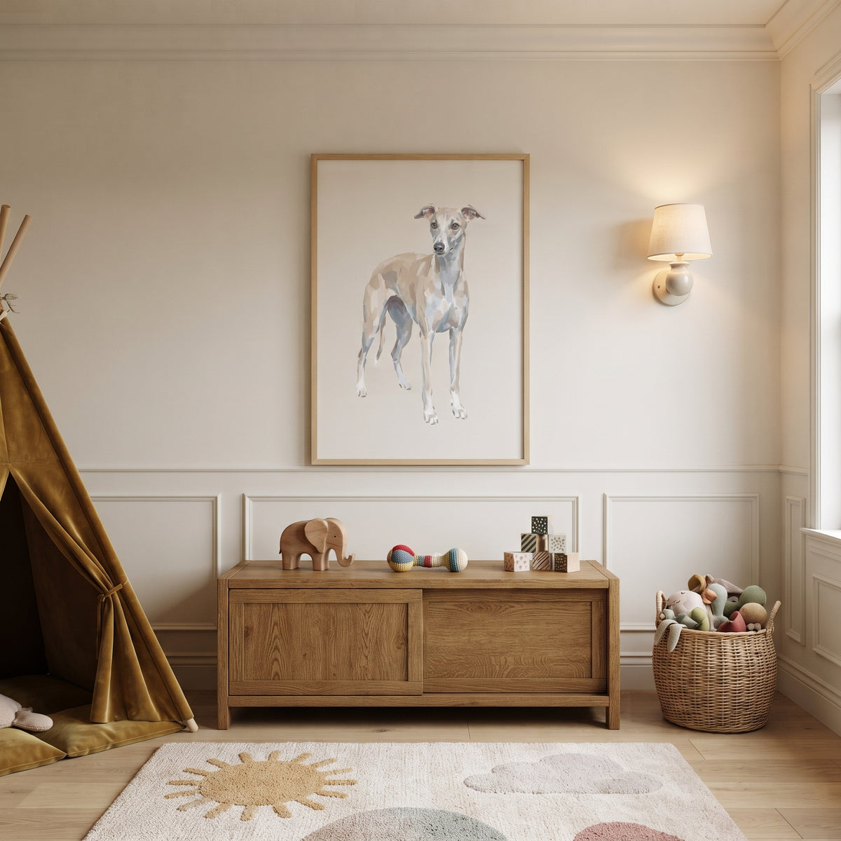 Neutral Tan Italian Greyhound Wall Art - Stately Sighthound Profile