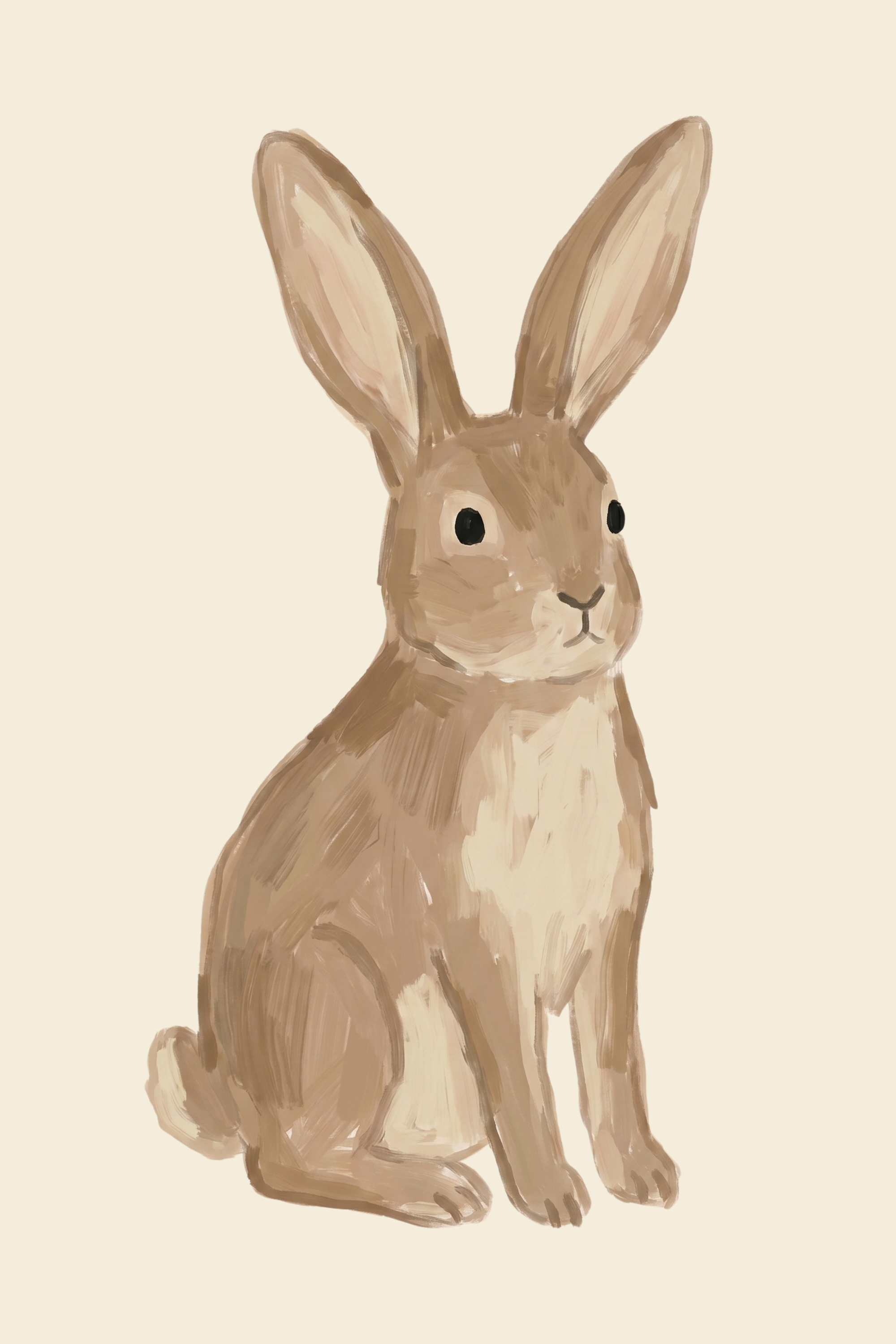 Neutral Tan Sitting Rabbit Wall Art - Gentle Woodland Hare