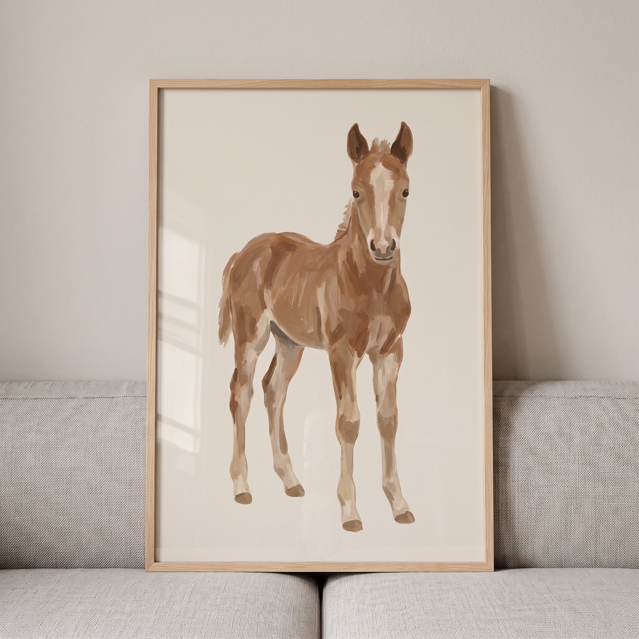 Neutral Tan Standing Horse Wall Art - Gentle Chestnut Foal