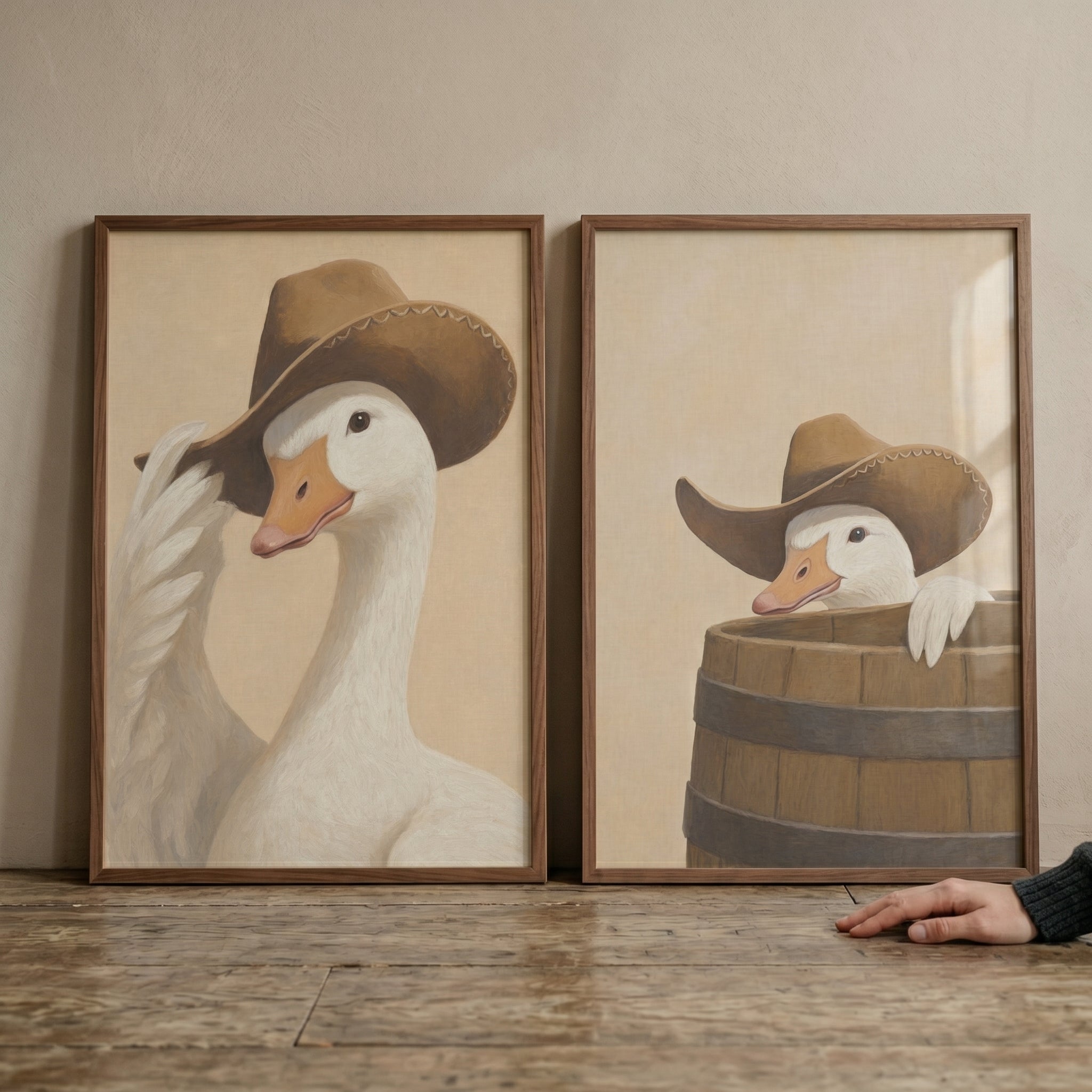 Neutral Tones Western Goose Wall Art Set of 2 - Wild West Goose