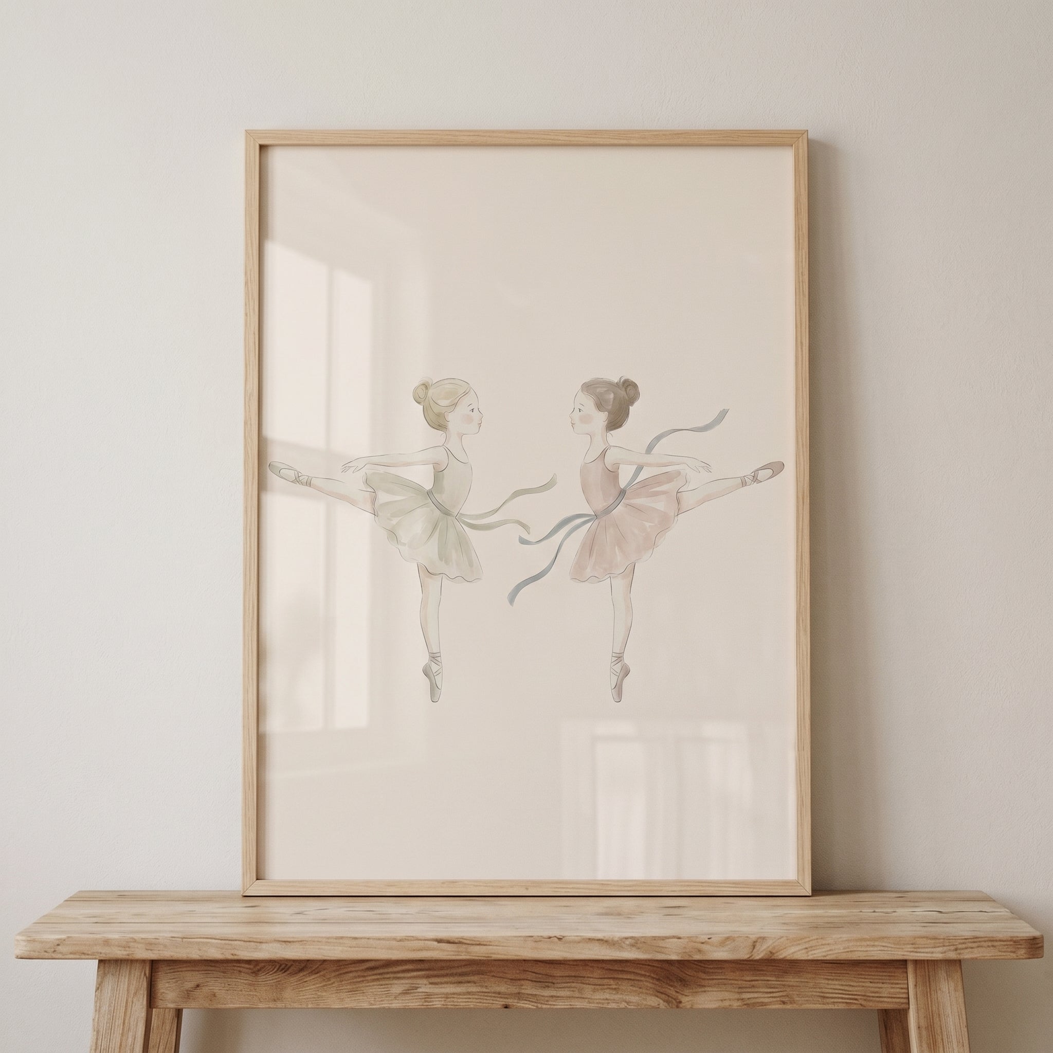 Neutral Watercolor Ballerina Wall Art - Twin Tutu Grace