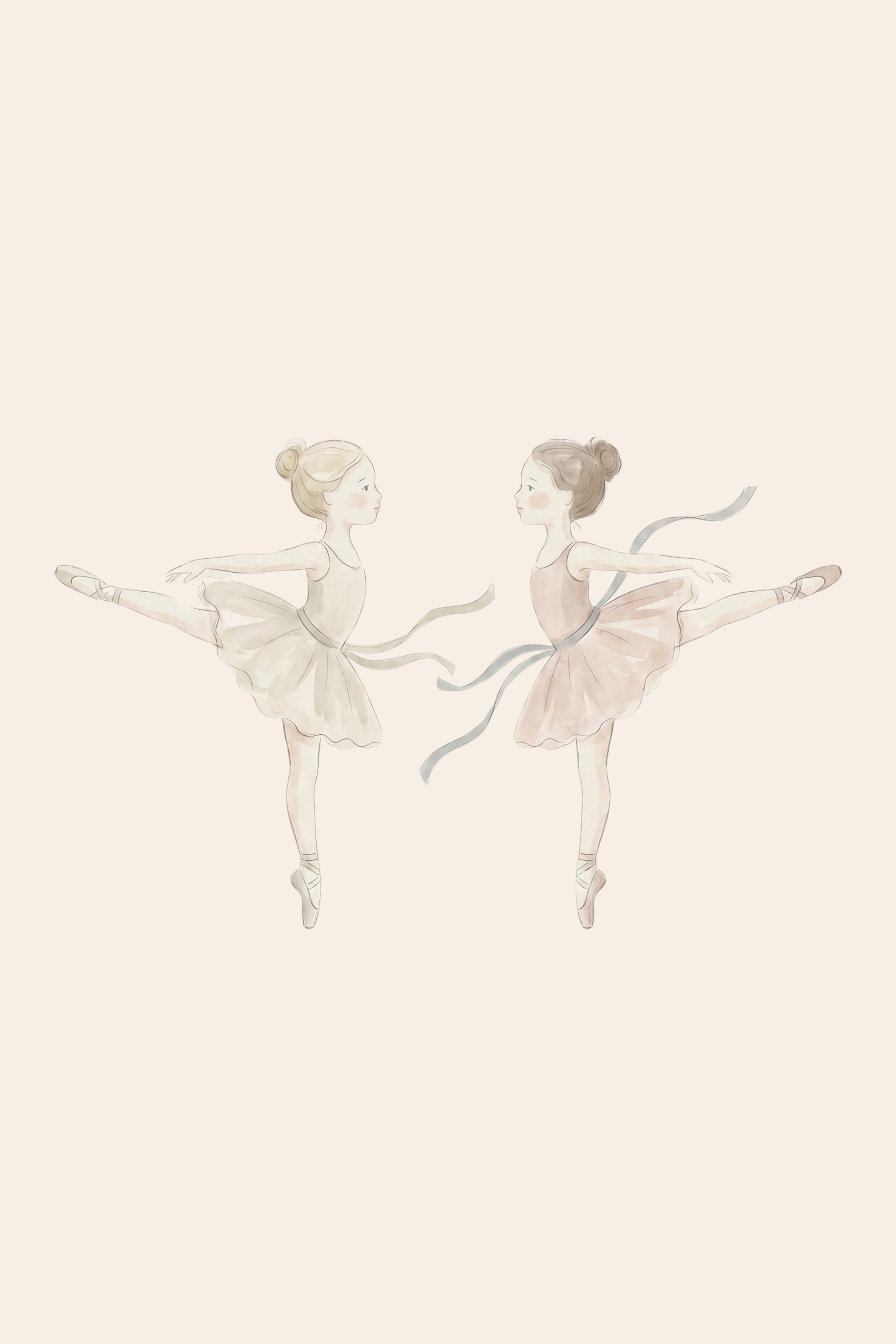 Neutral Watercolor Ballerina Wall Art - Twin Tutu Grace
