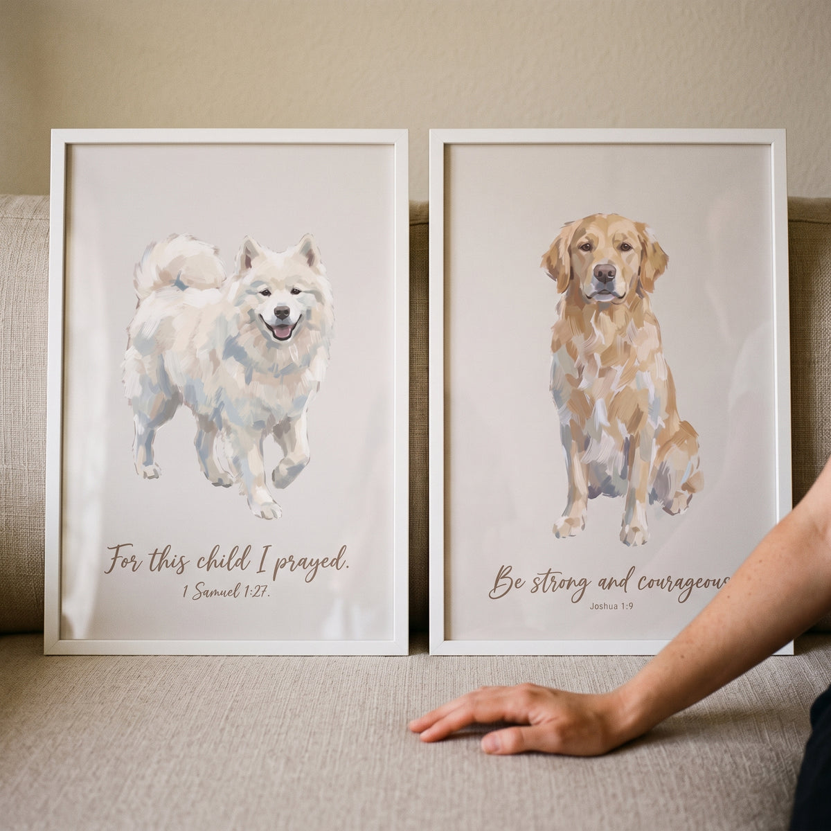 Nursery Christian Pet Dog Wall Art Set of 2 - Faithful Pup Prints