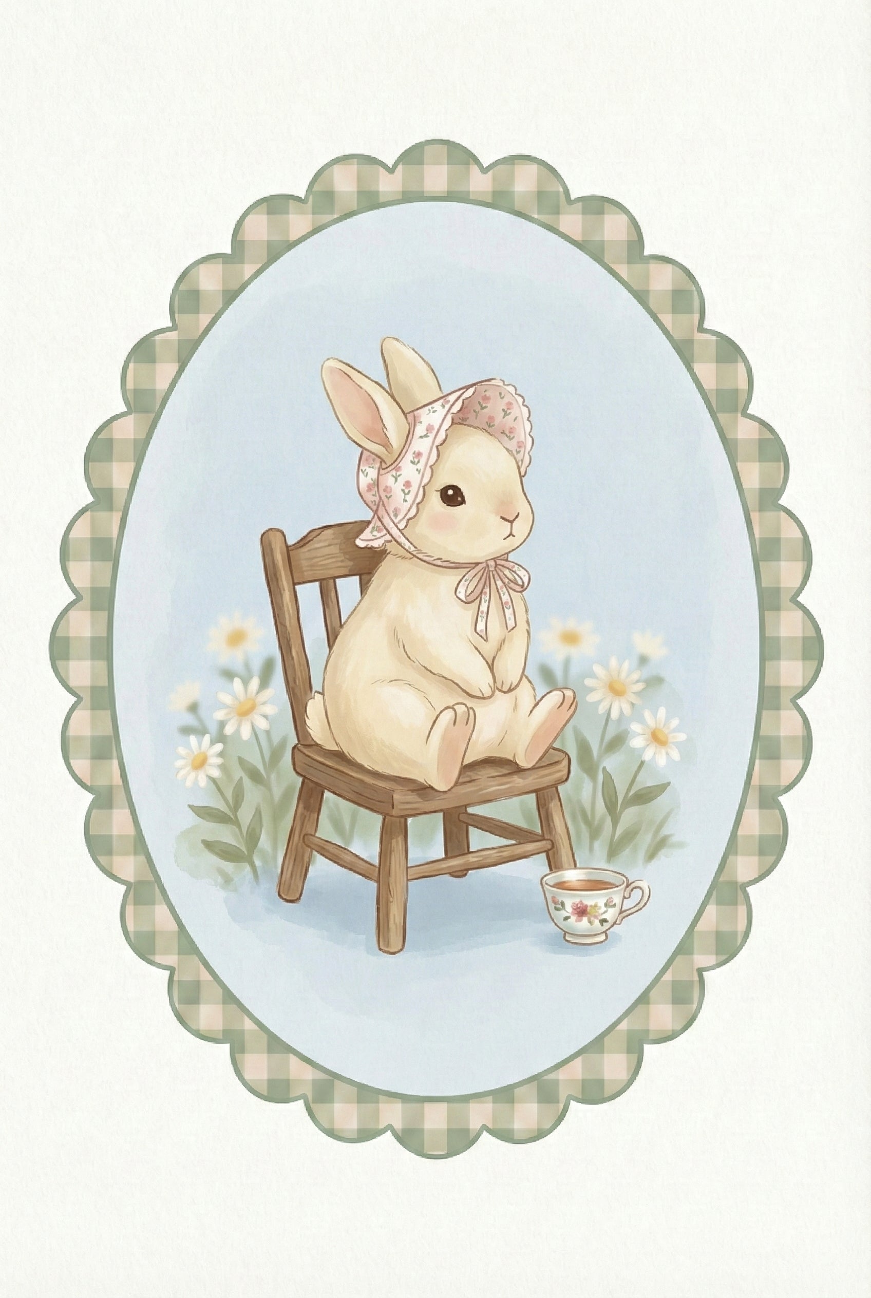 Nursery Rabbit Artwork - Bunny Tea Time