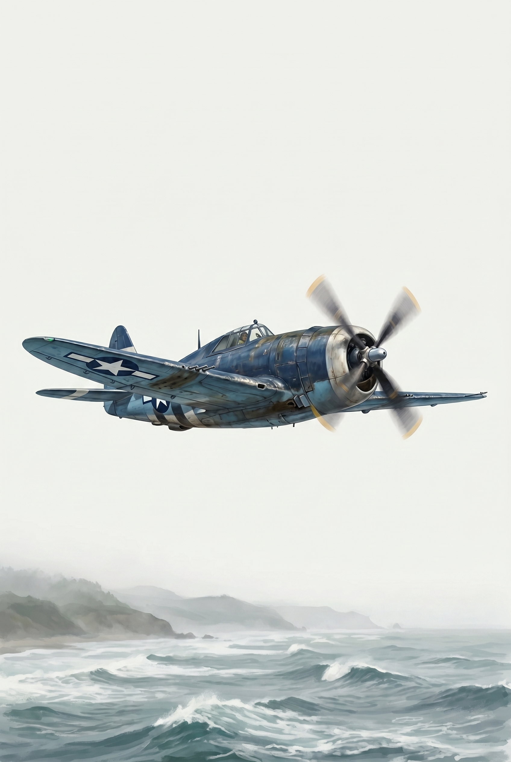 Ocean Navy Warbird Wall Art - Azure Sea Patrol