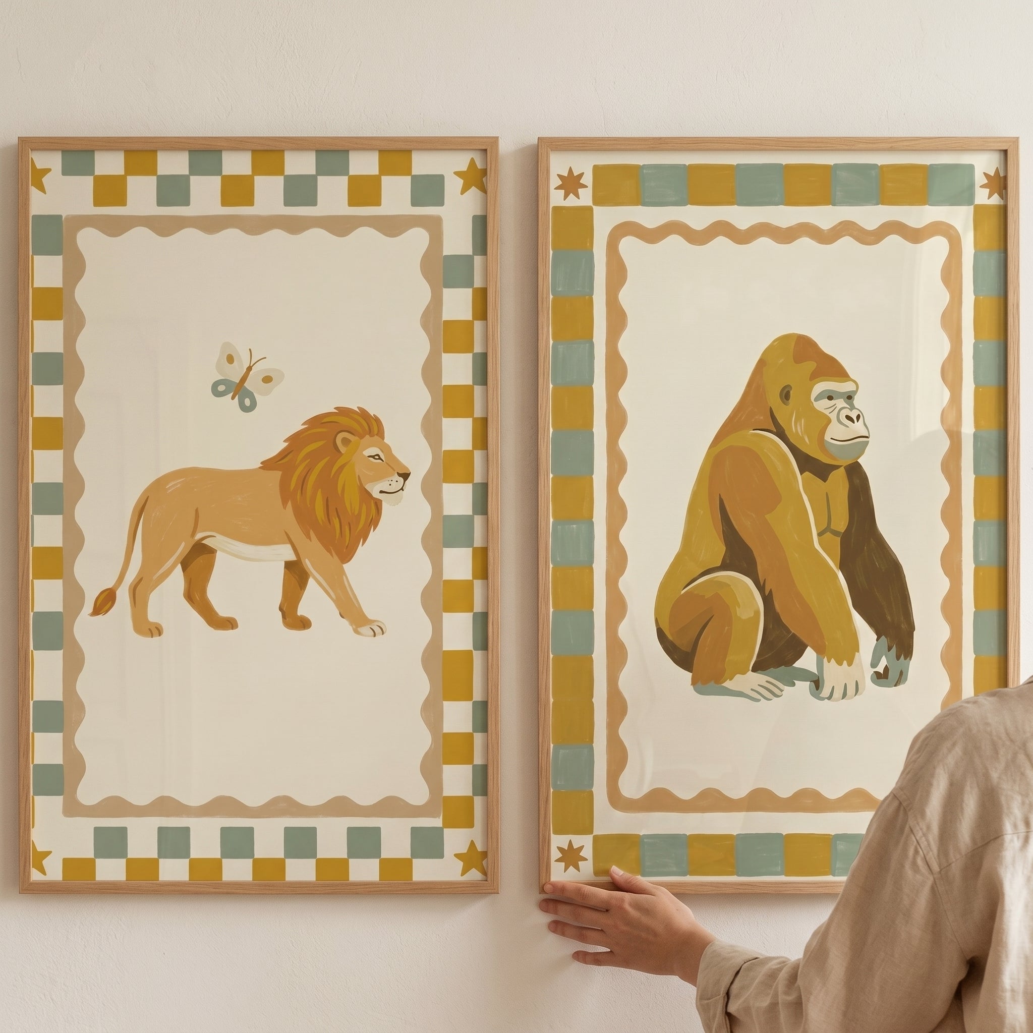 Ochre Star Safari Animal Wall Art Set of 2 - Wild Kingdom Prints