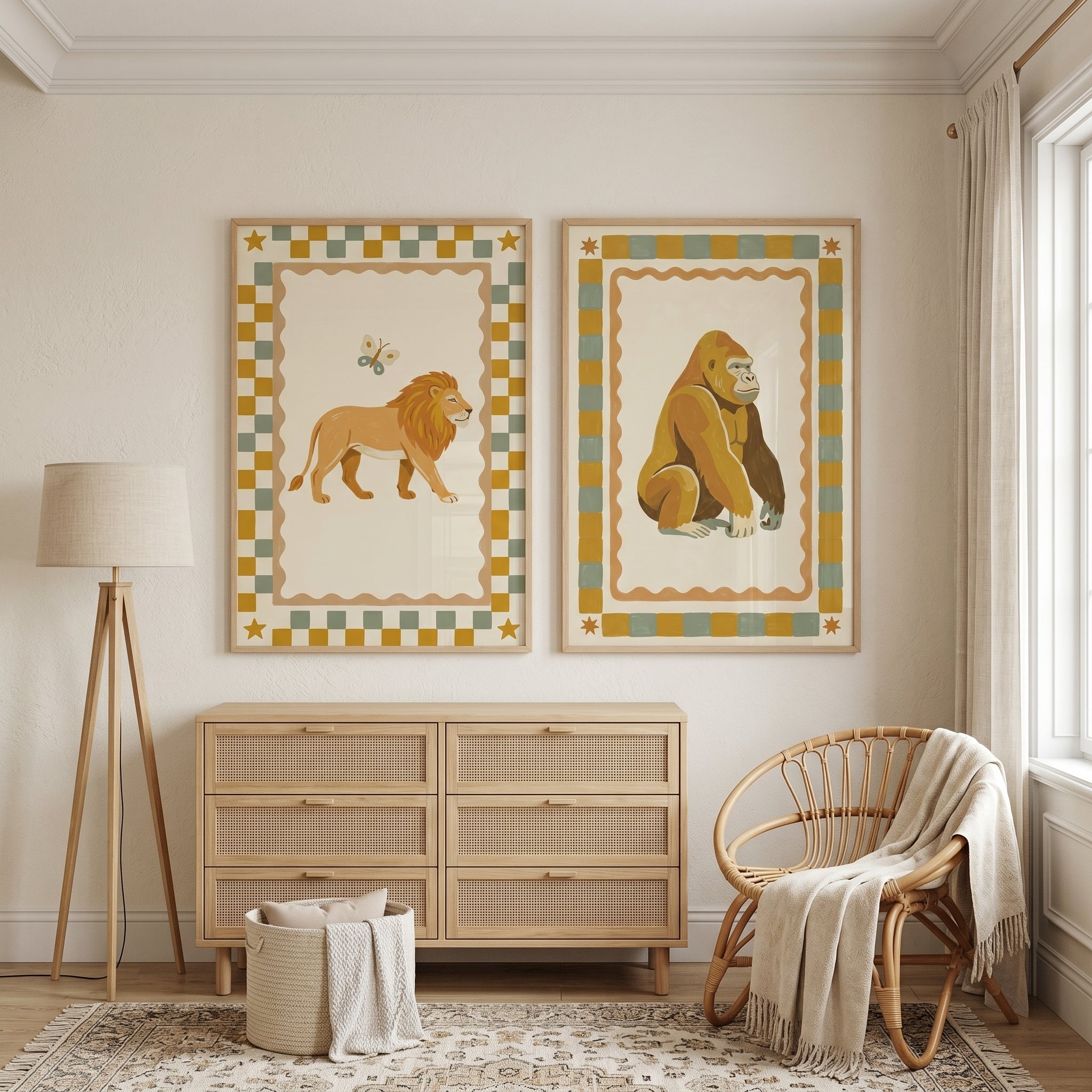 Ochre Star Safari Animal Wall Art Set of 2 - Wild Kingdom Prints