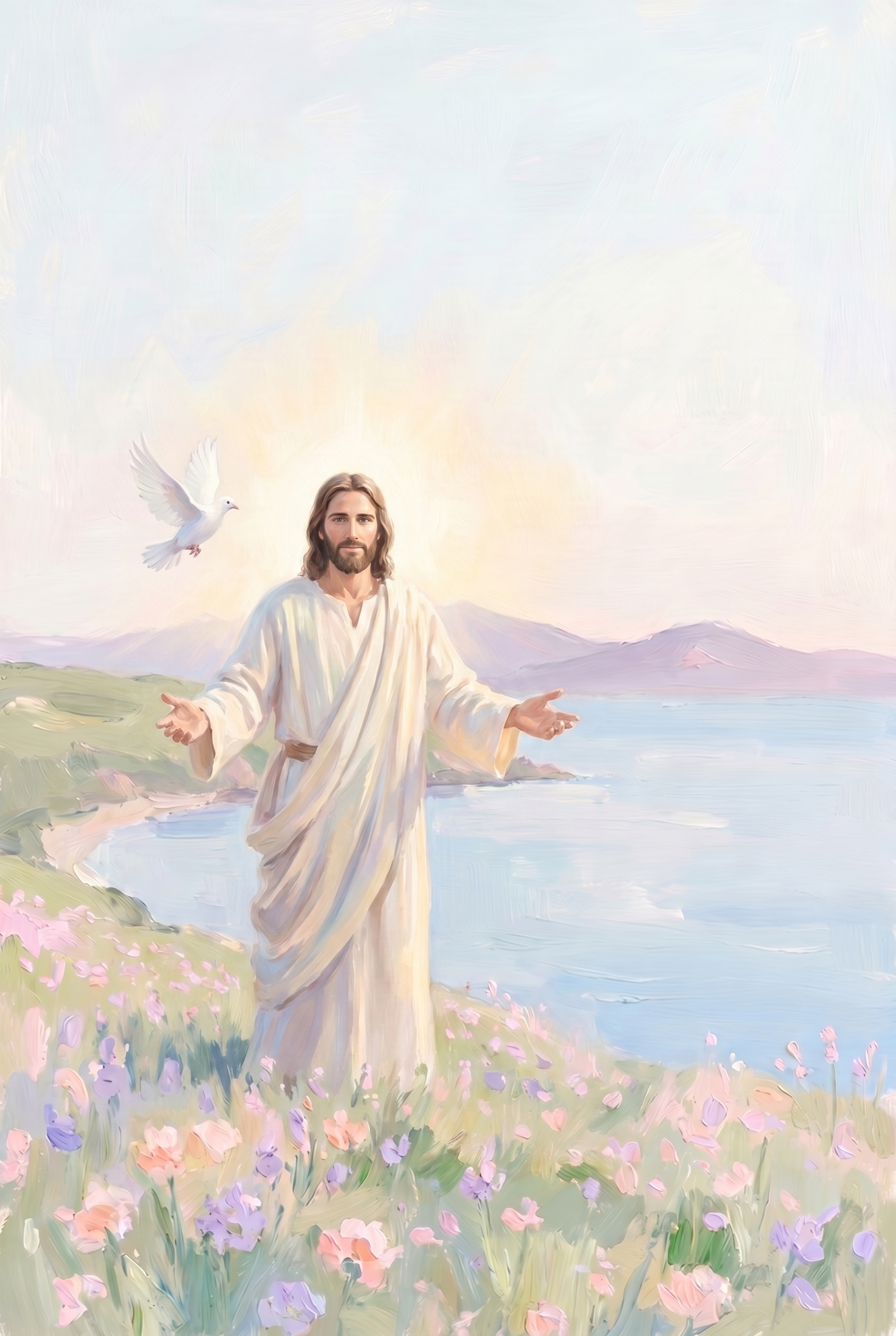 Open Arms Wildflower Jesus Wall Art - Peace Of Jesus