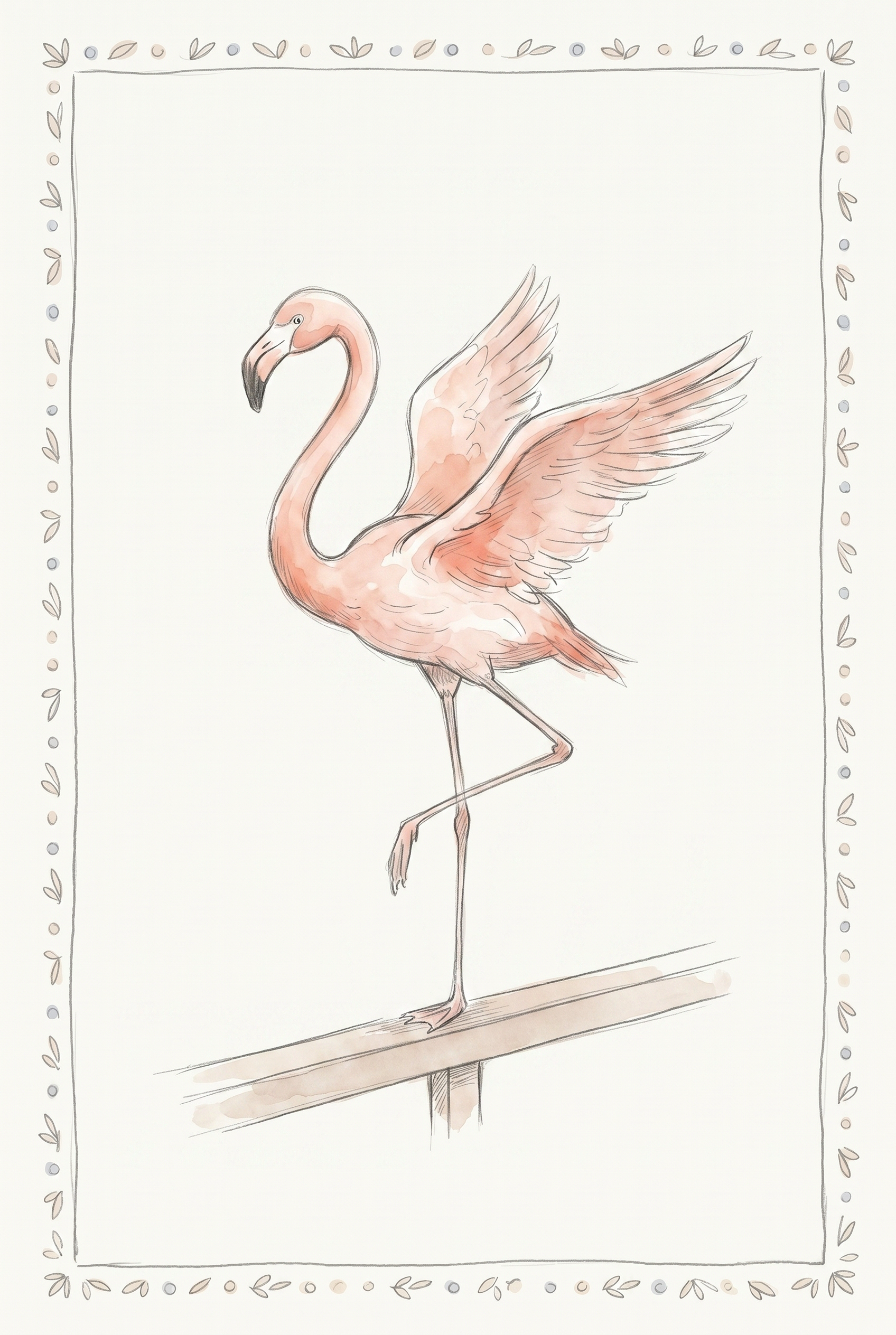 Open Wing Pink Flamingo Wall Art - Graceful Pink Flamingo